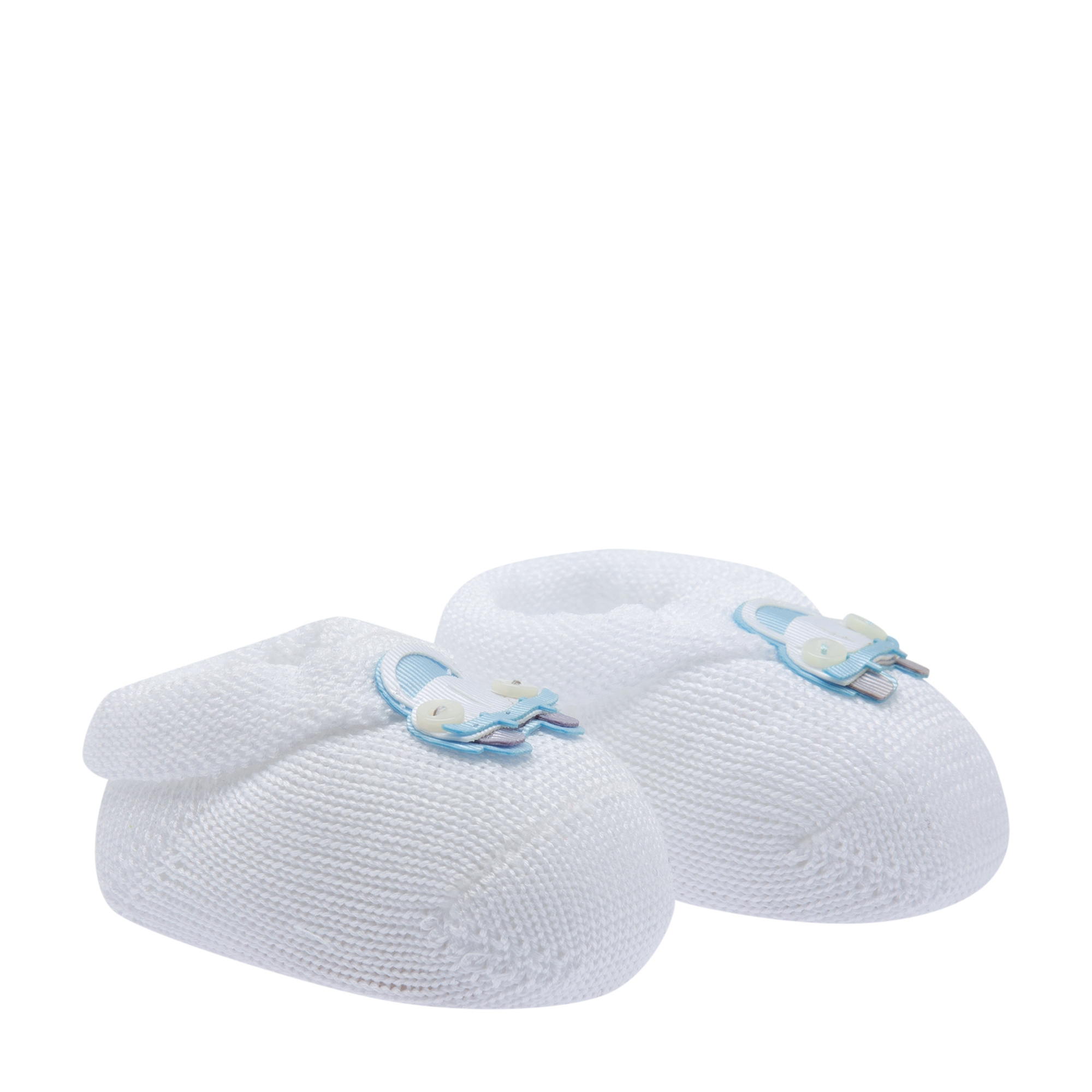 Knit crib shoes, White