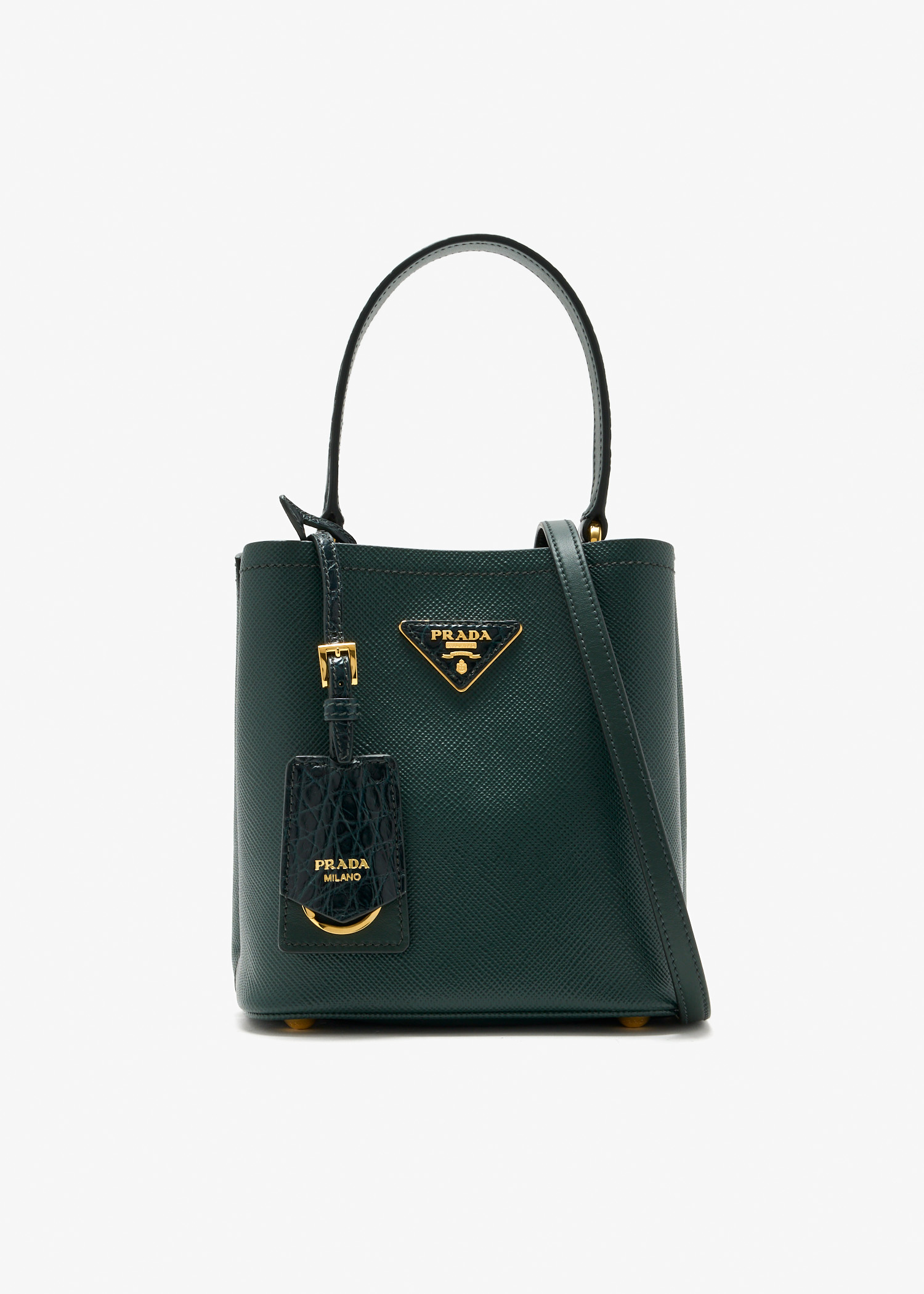Prada Panier mini Saffiano and crocodile leather bag, Green
Prada Panier mini Saffiano and crocodile leather bag, Green