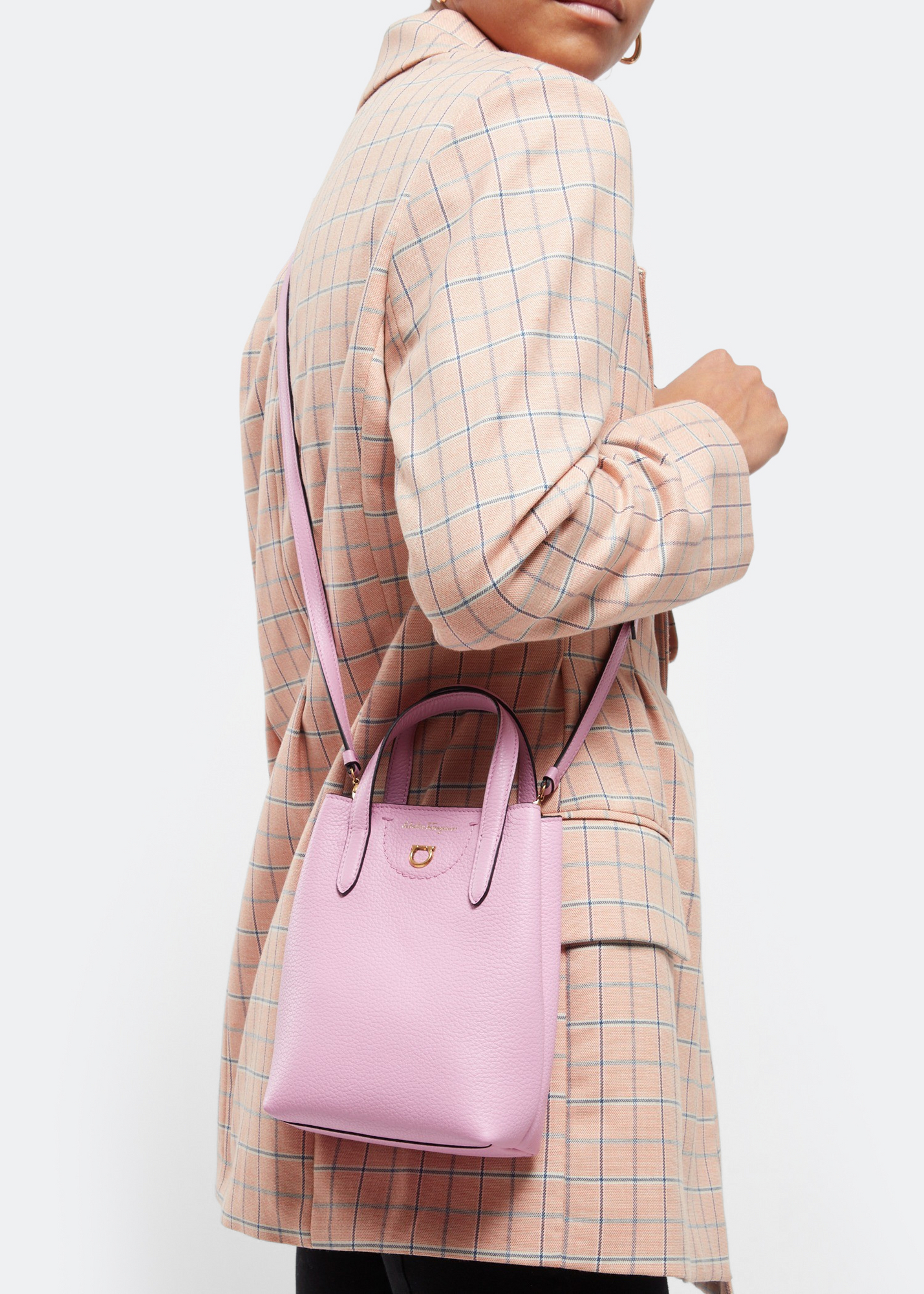Mini leather tote bag, Pink