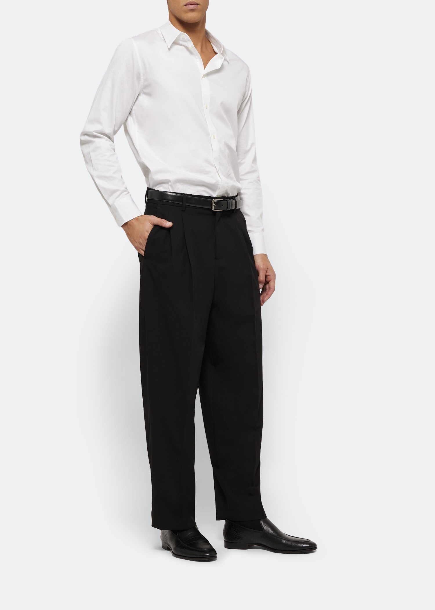 Alligator effect-leather loafers, Black