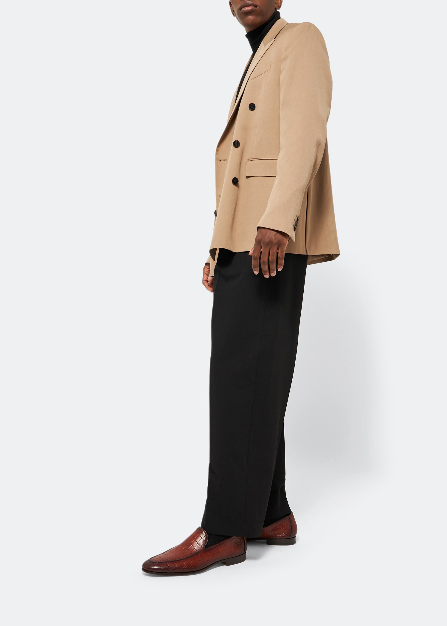 Alligator effect-leather loafers, Brown