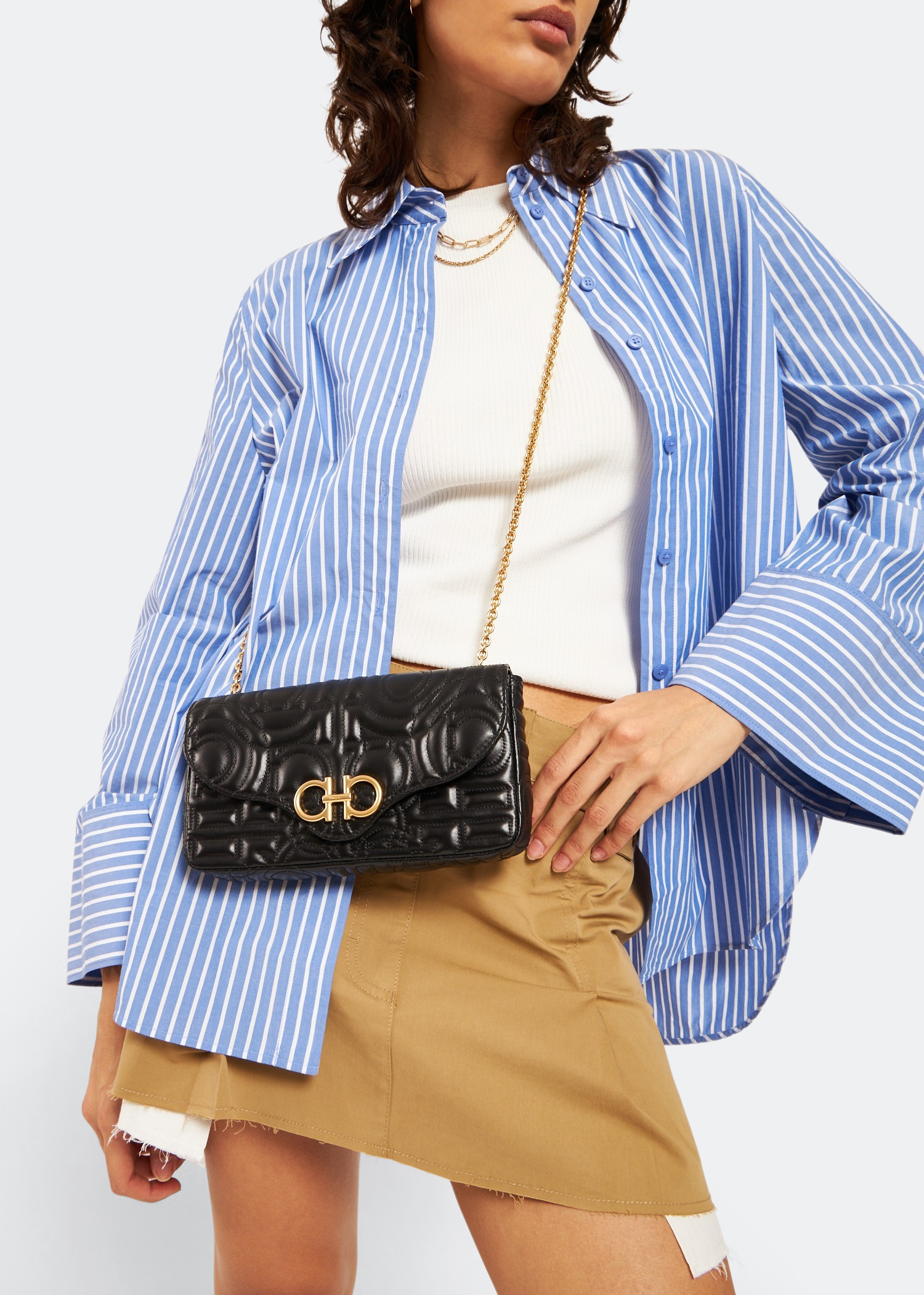 Quilted Gancini mini bag, Black