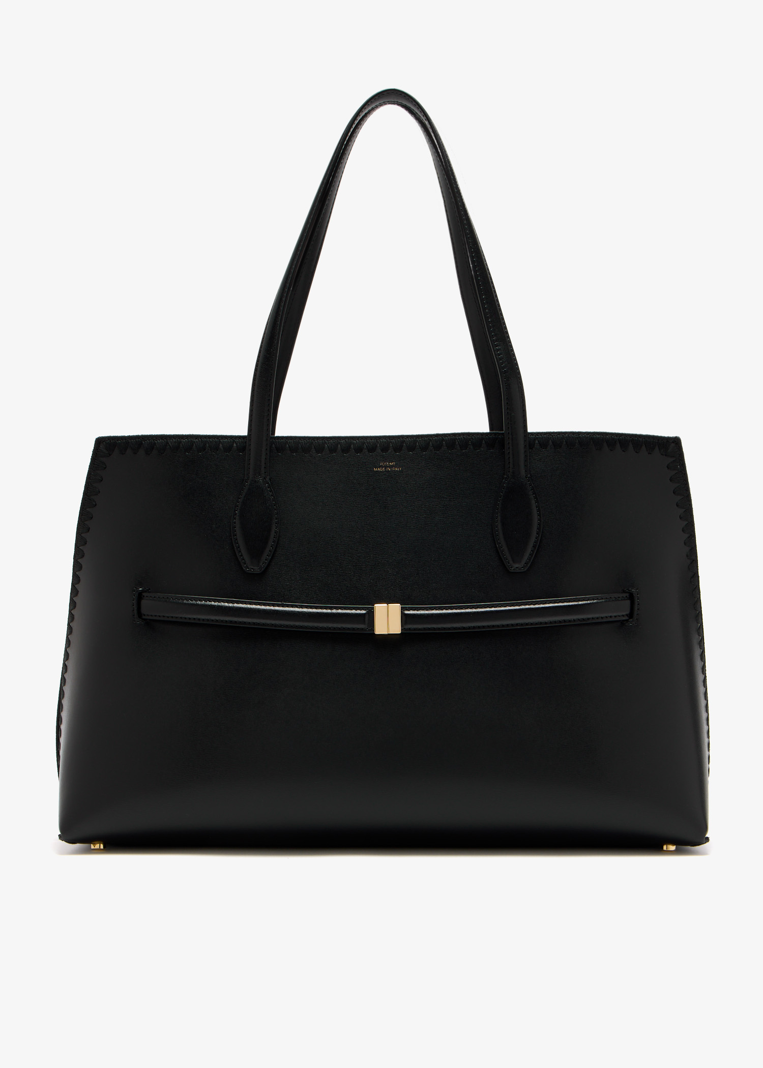 Embroidered leather lounge tote bag, Black
Embroidered leather lounge tote bag, Black