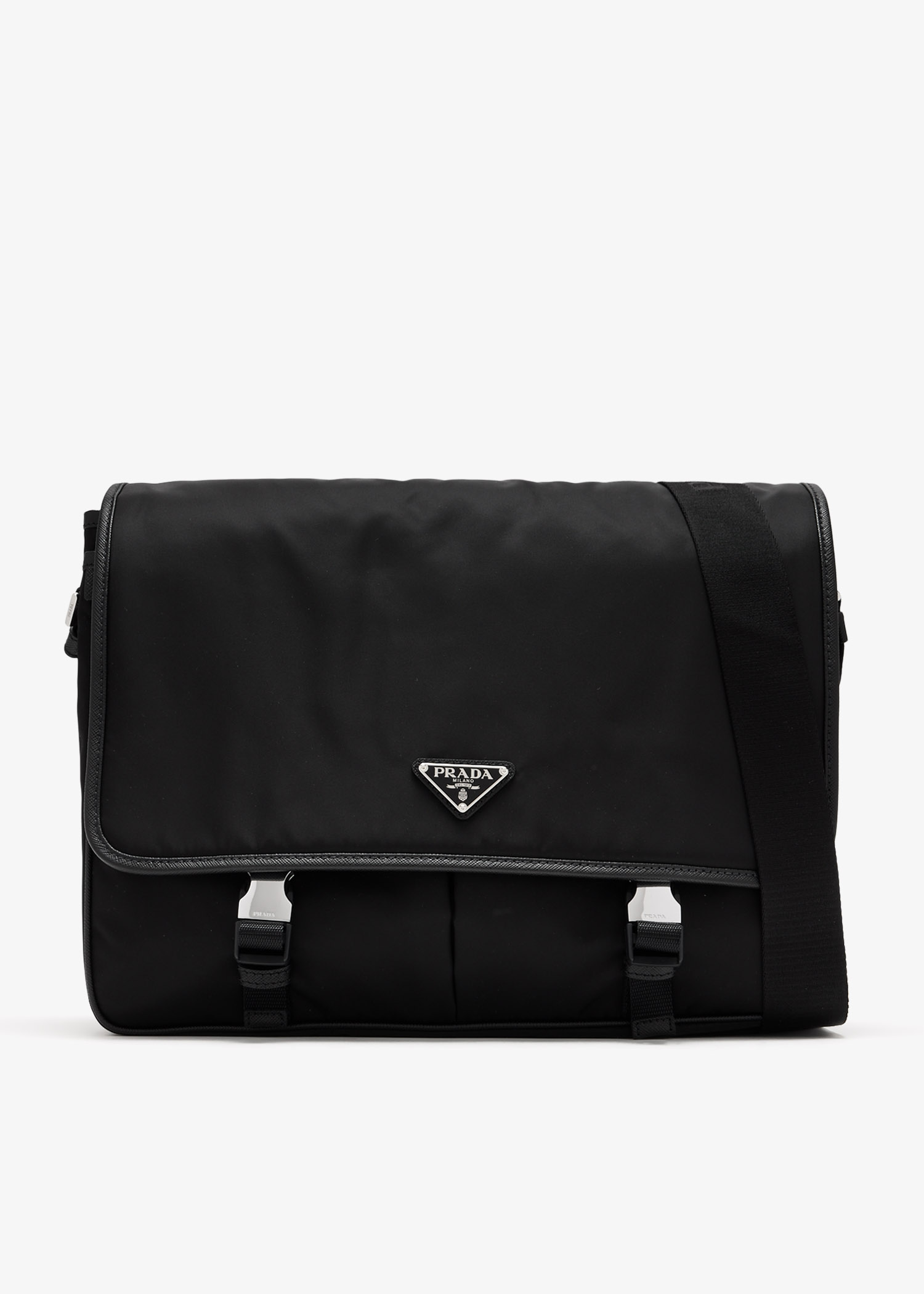 Re-Nylon and Saffiano leather shoulder bag, Black
Re-Nylon and Saffiano leather shoulder bag, Black