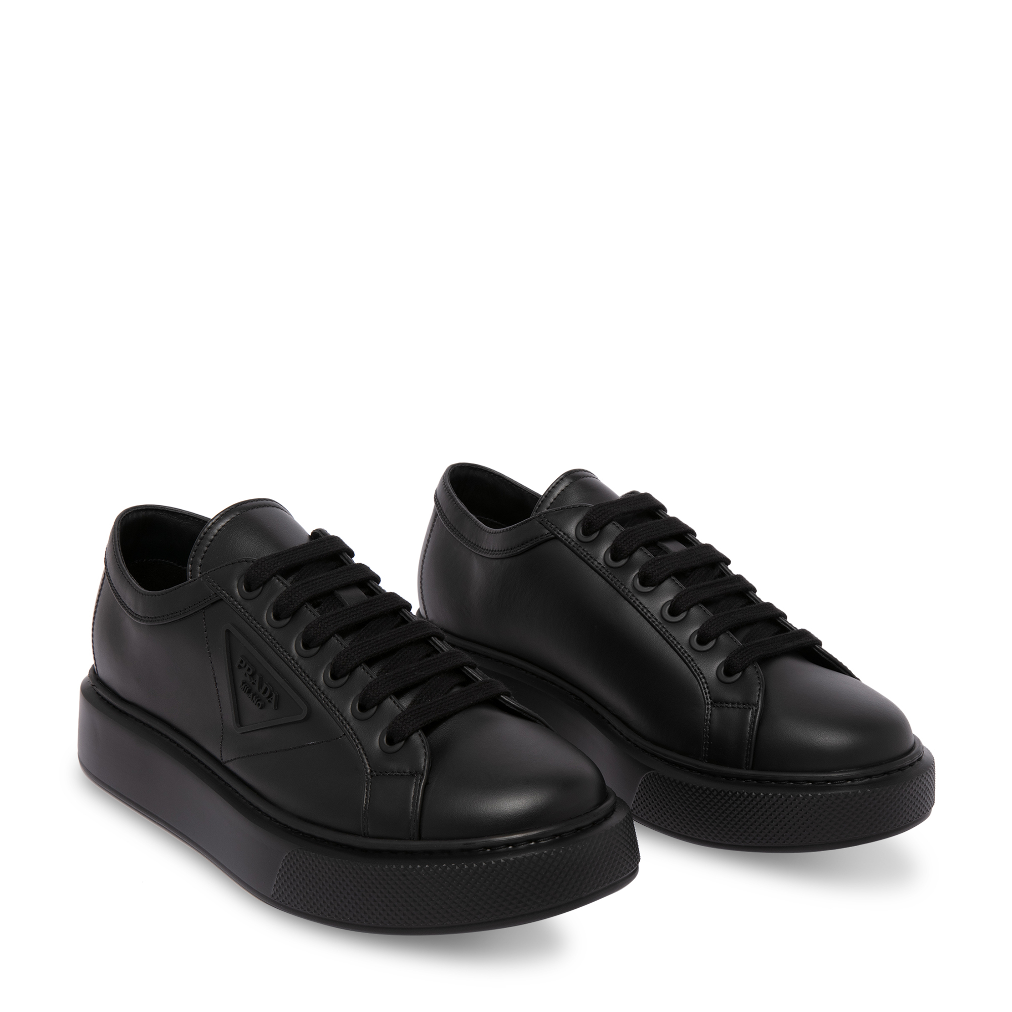 Macro leather sneakers, Black