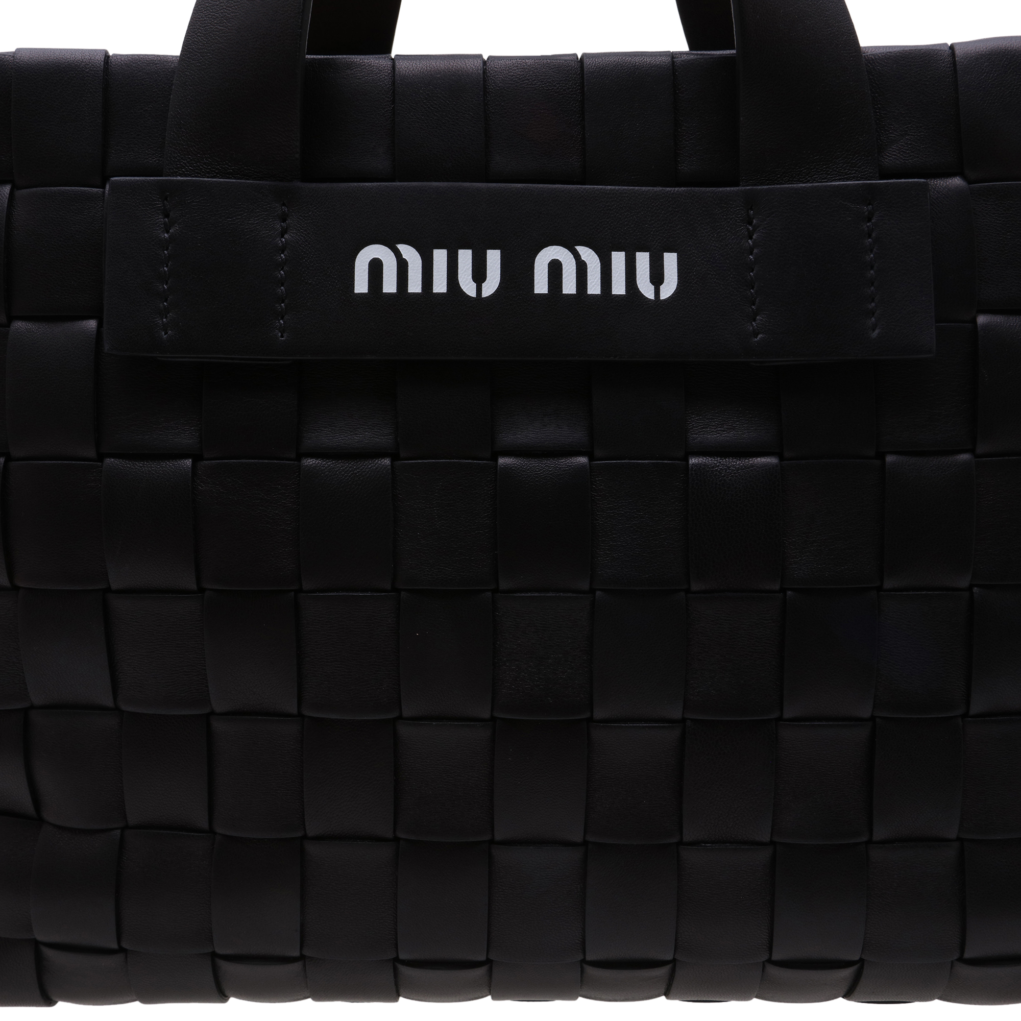 Woven leather tote, Black