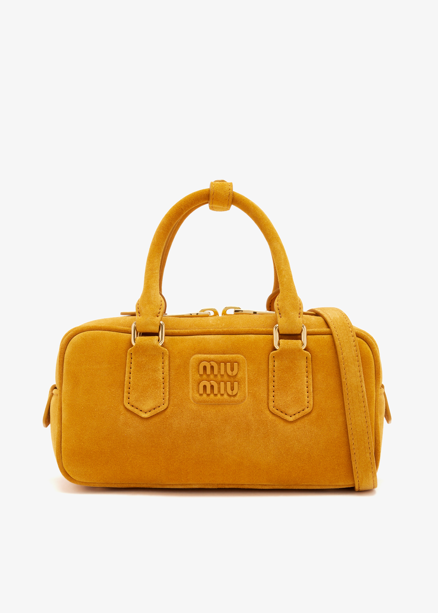 Arcadie padded suede top-handle bag, Yellow
Arcadie padded suede top-handle bag, Yellow