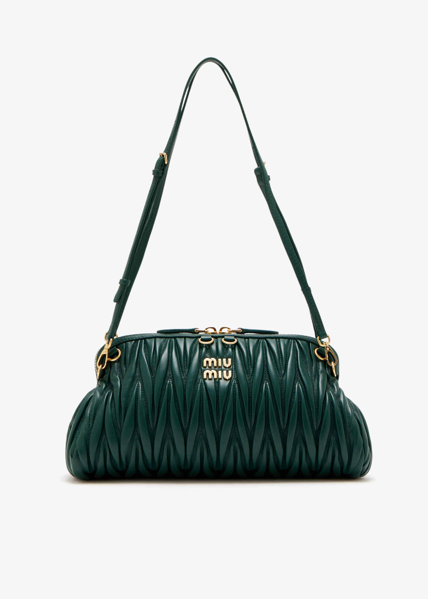 Matelassé nappa leather clutch, Green
Matelassé nappa leather clutch, Green