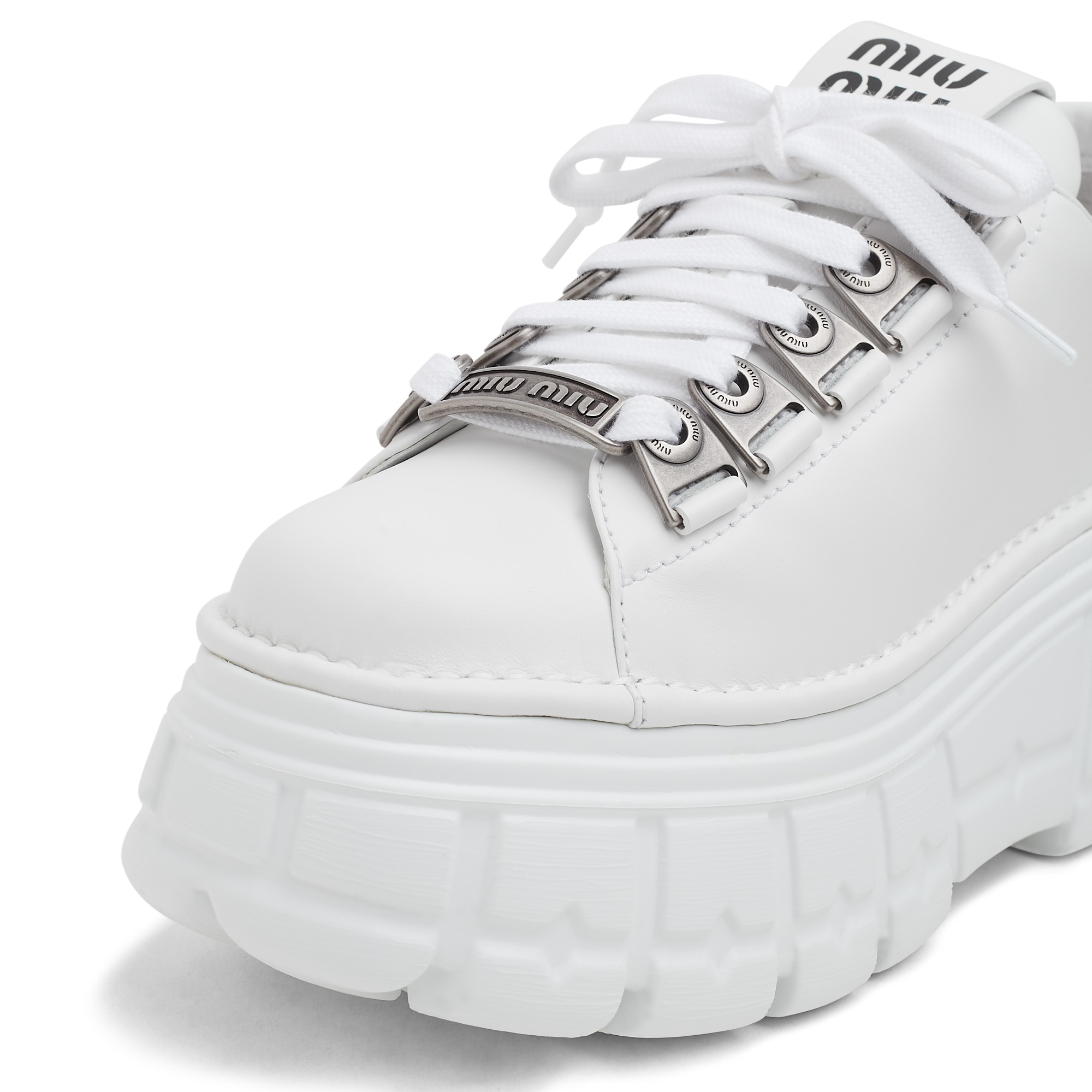 Platform leather sneakers, White