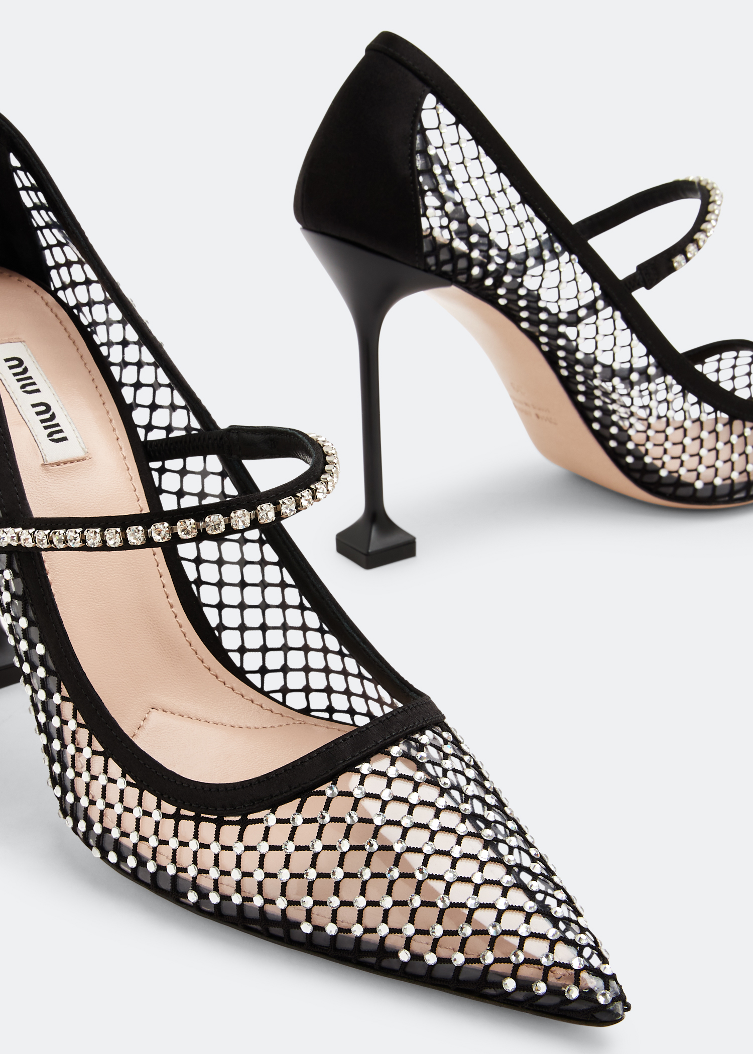 Crystal mesh pumps, Black