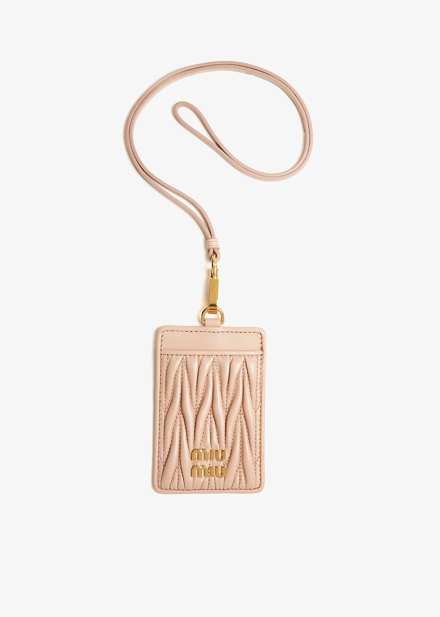 Matelassé leather badge holder, Beige
Matelassé leather badge holder, Beige