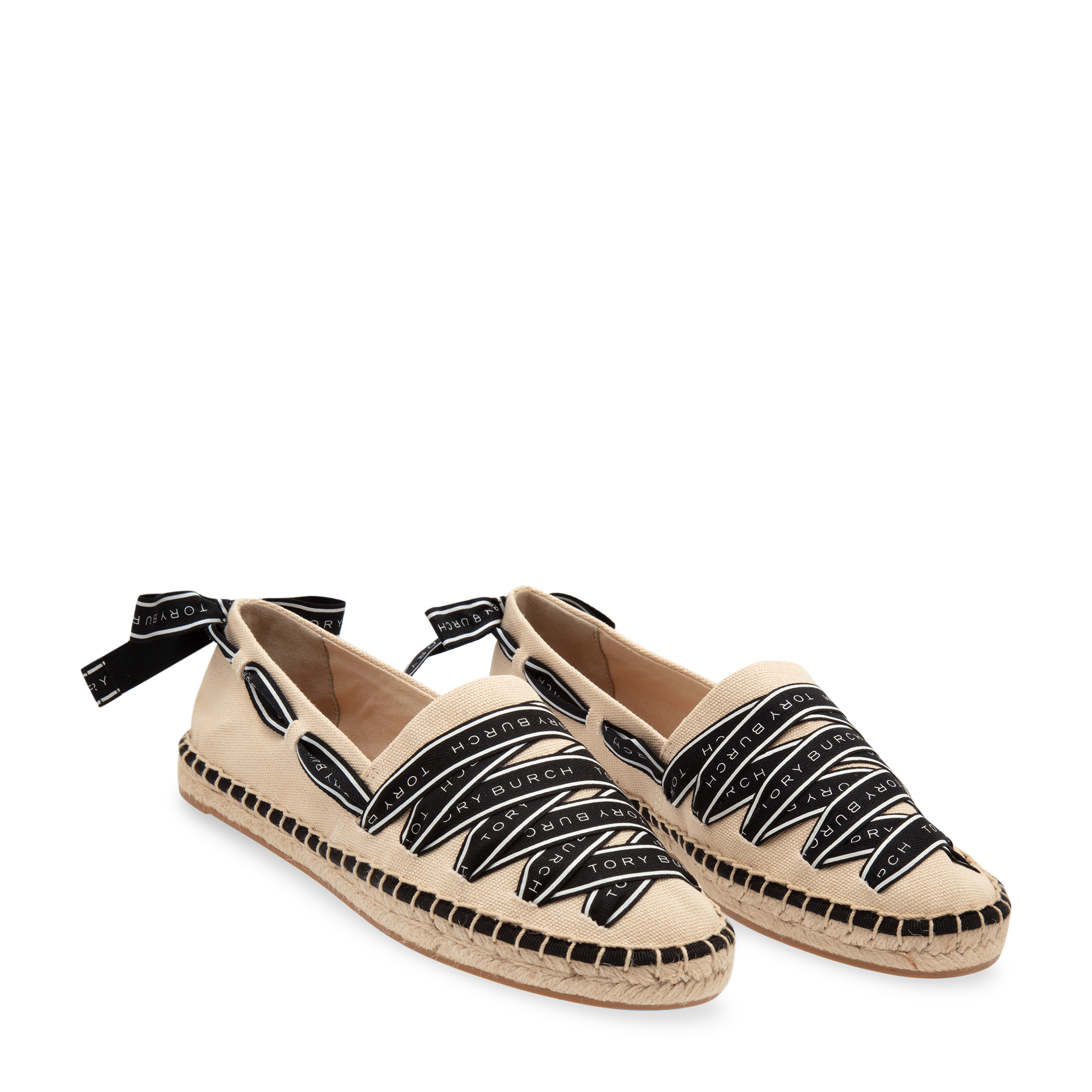 Logo grosgrain espadrilles, White