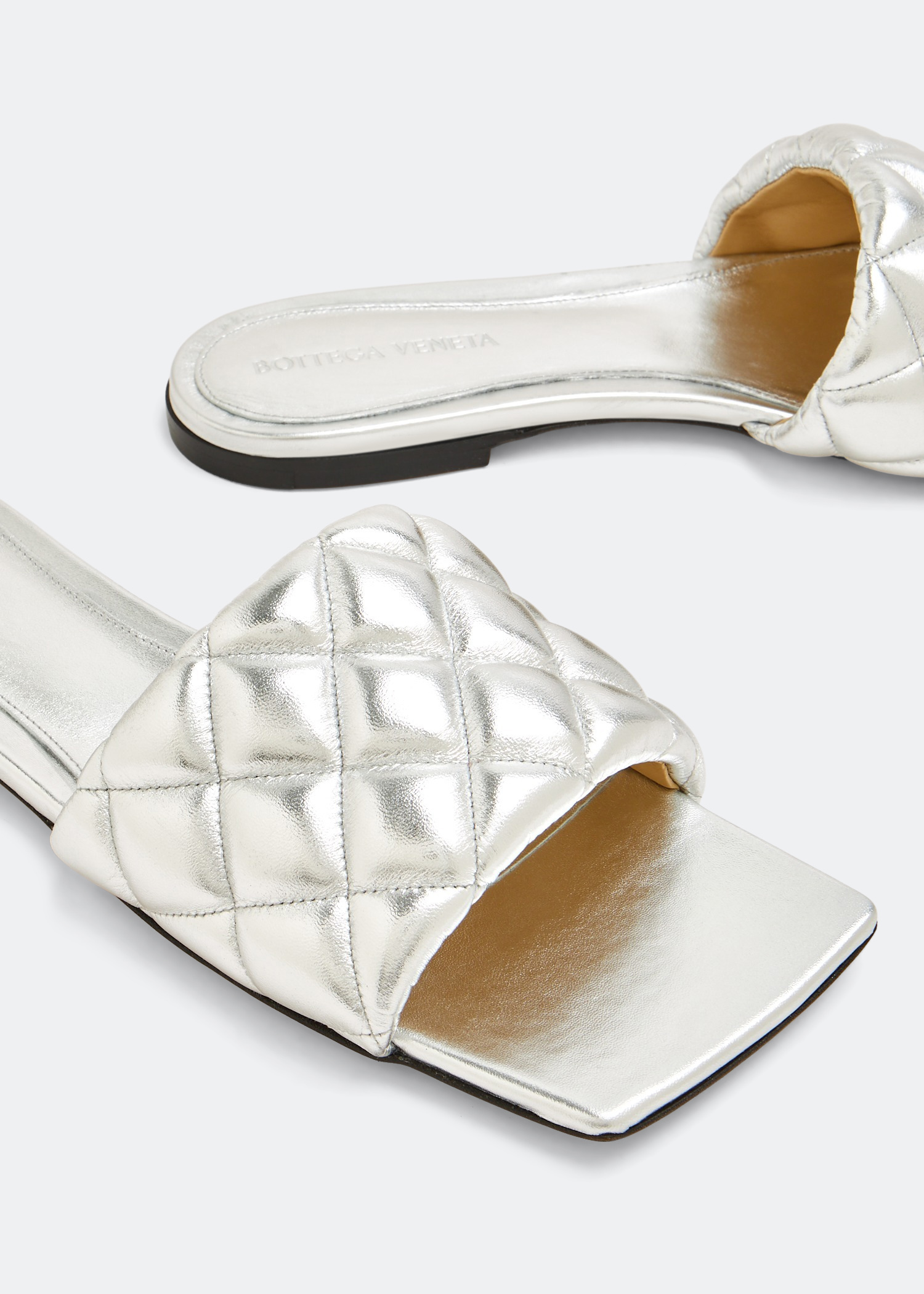 Padded flat sandals, Silver