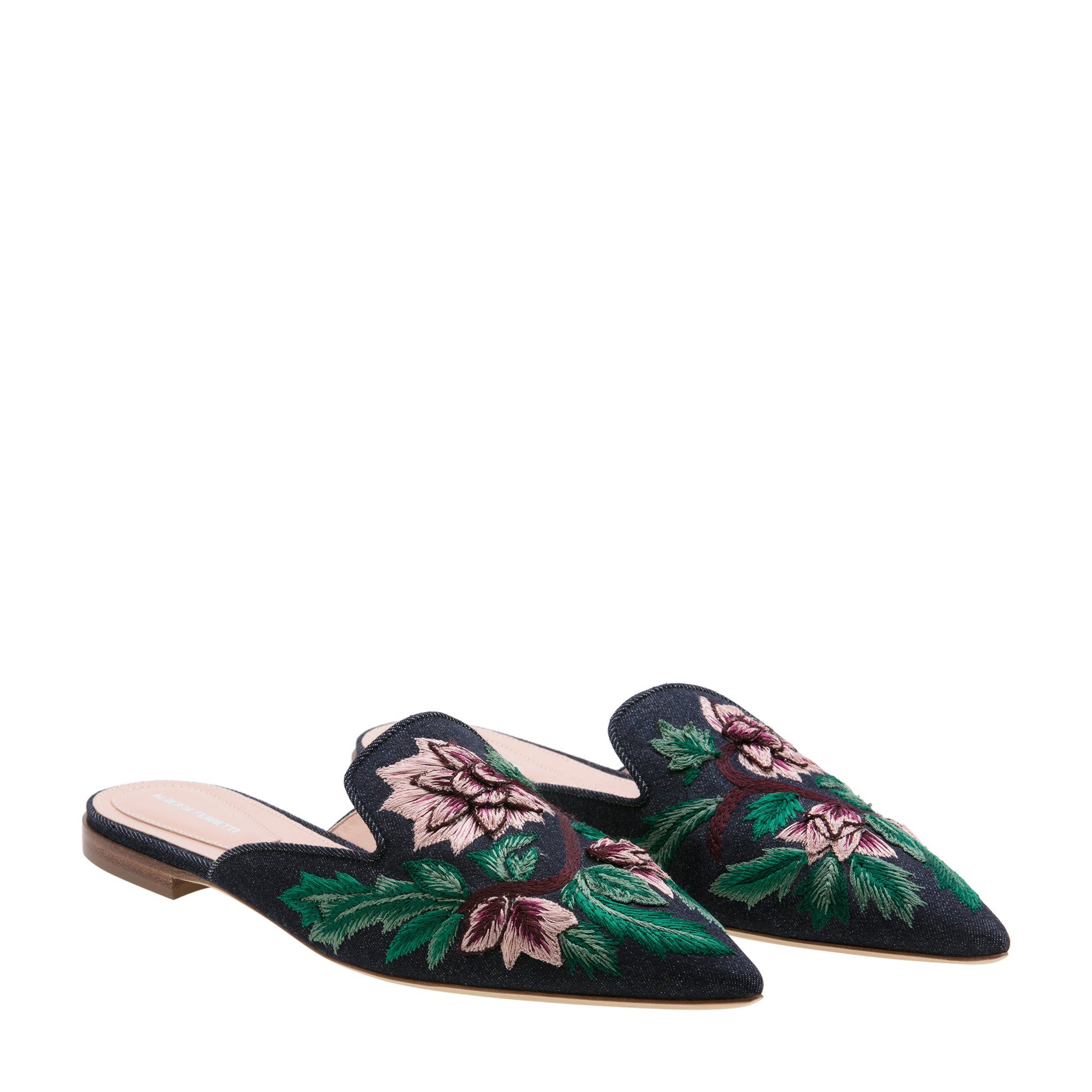 Floral embroidered flat mules, Multi-coloured
Floral embroidered flat mules, Multi-coloured