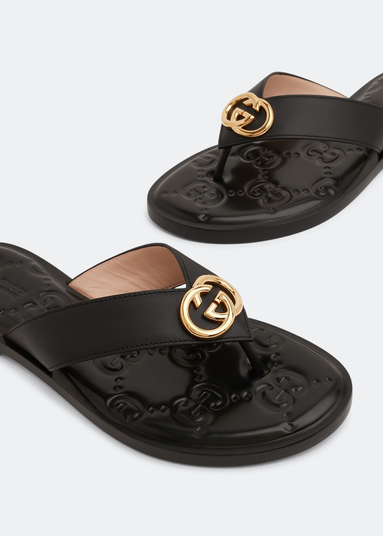 Interlocking G thong sandals, Black