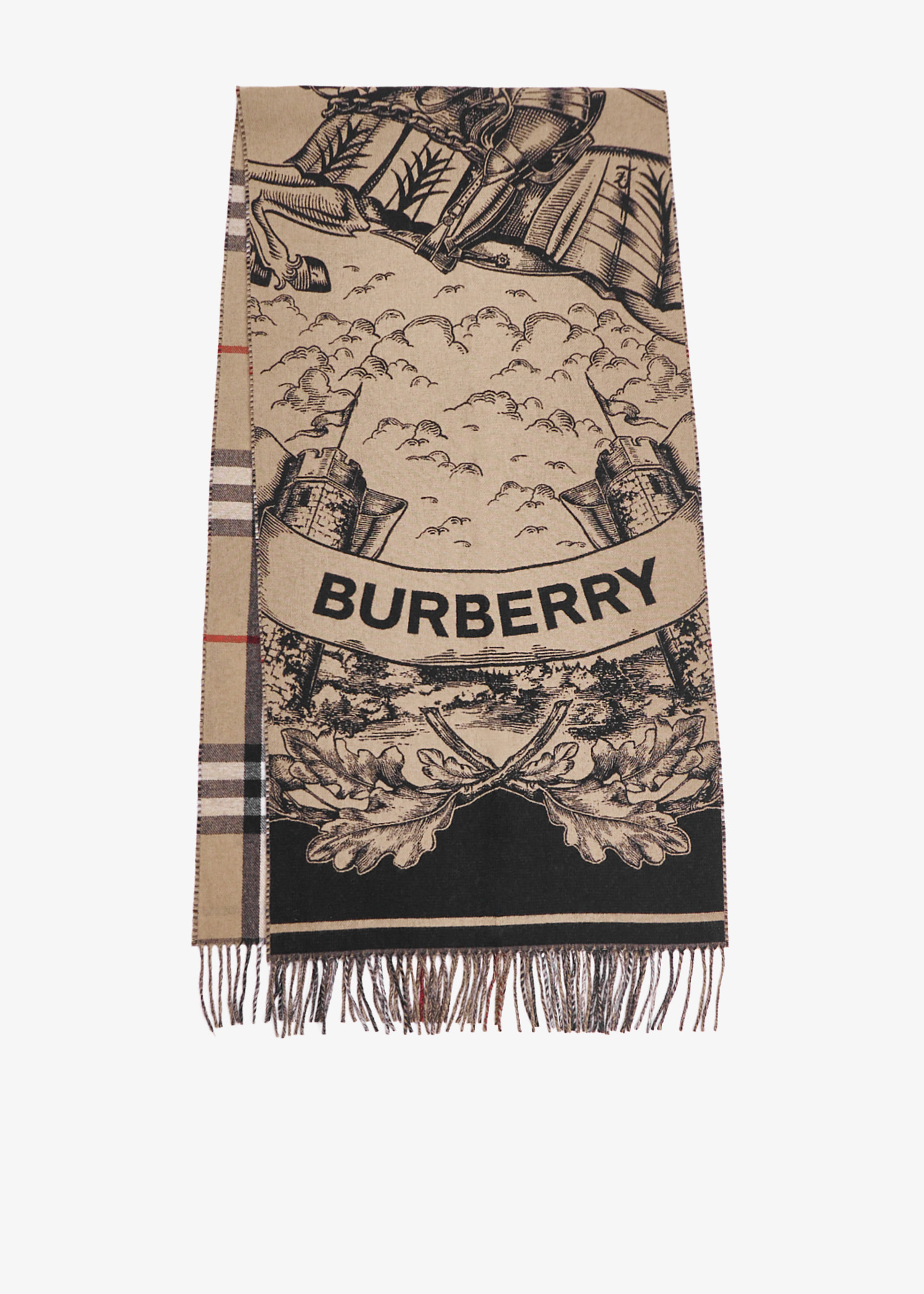 Equestrian Knight Design reversible cashmere scarf, Beige
Equestrian Knight Design reversible cashmere scarf, Beige