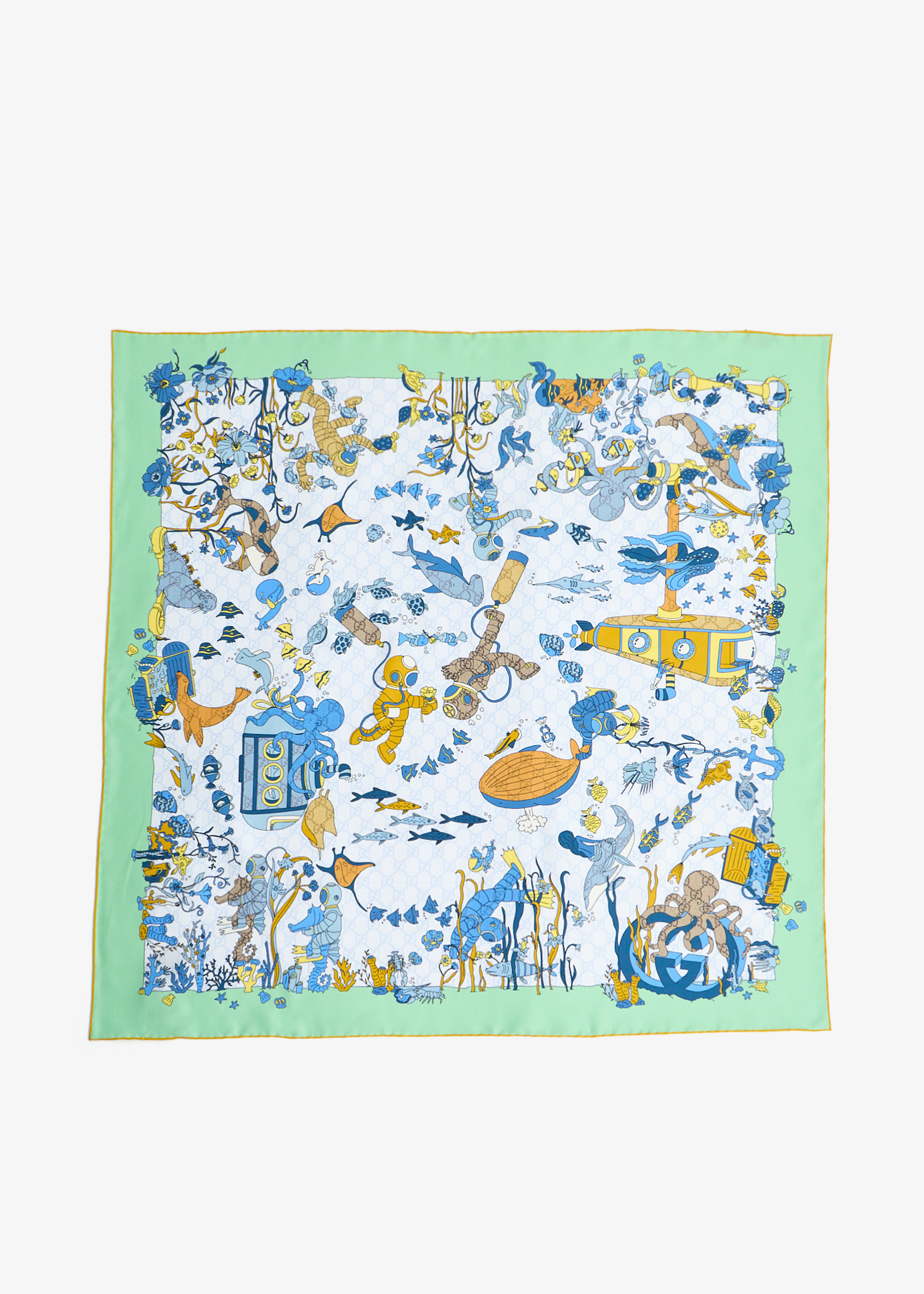 Printed silk carré, Green
Printed silk carré, Green