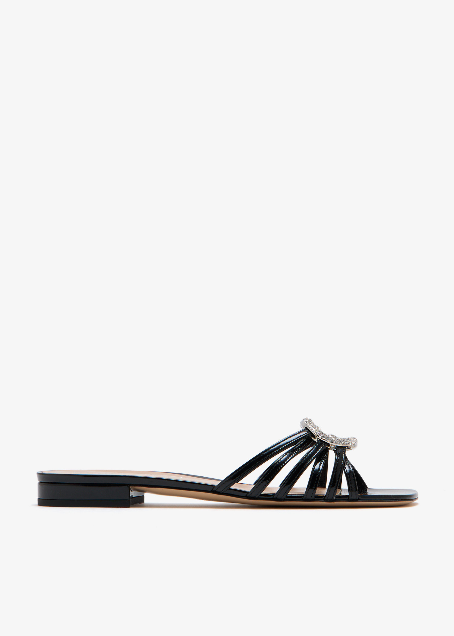 Interlocking G crystal flat sandals, Black
Interlocking G crystal flat sandals, Black