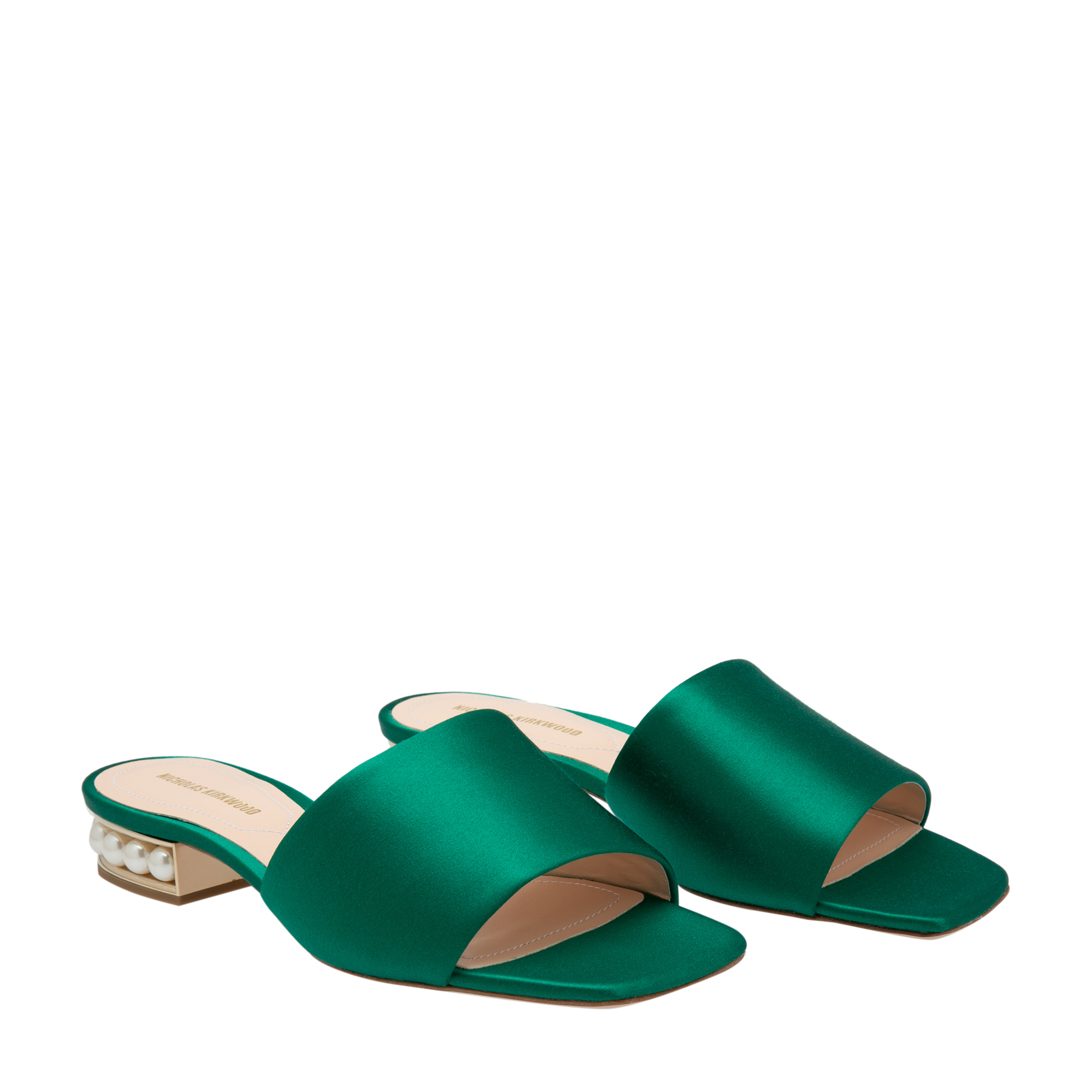 Satin sandals, Green