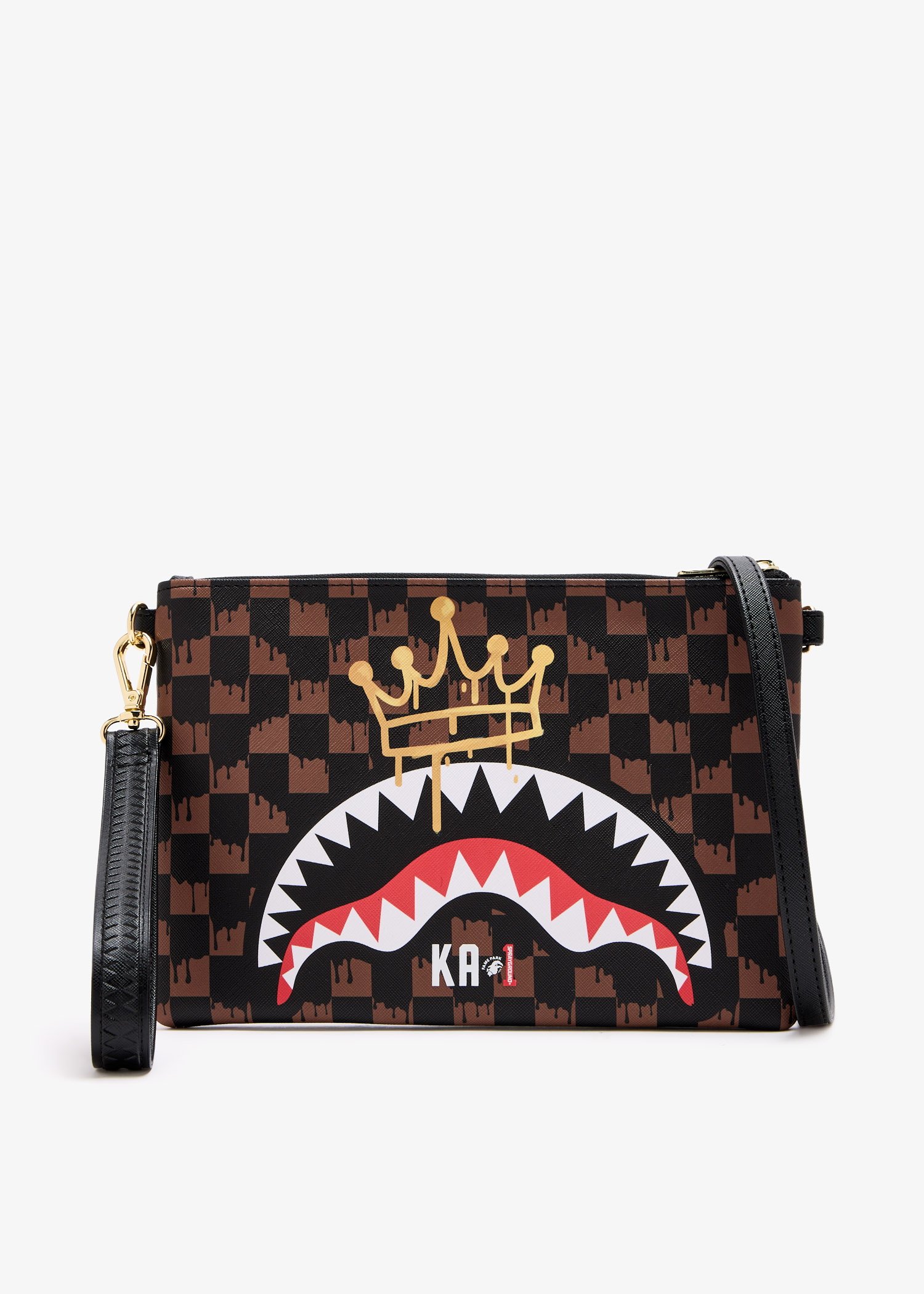 Crown Drip Check X Ka1 clutch pouch, Black
Crown Drip Check X Ka1 clutch pouch, Black