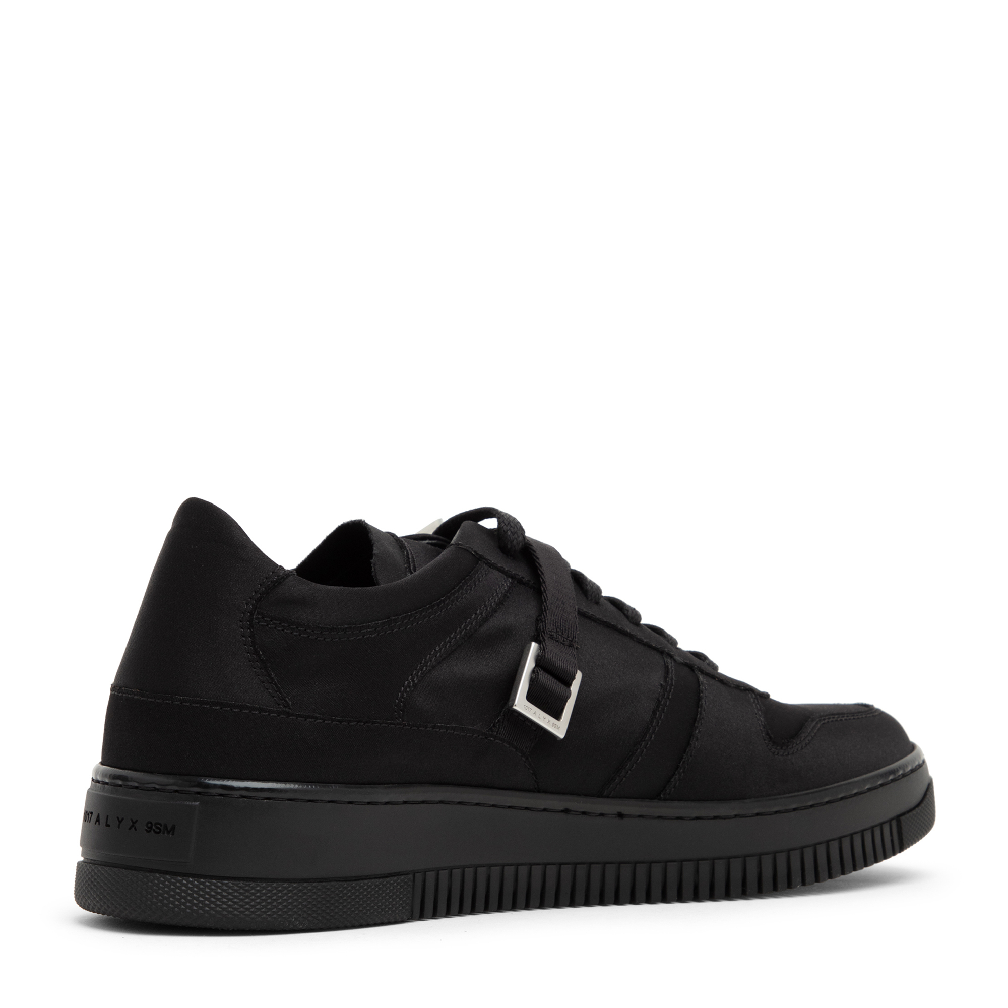 Satin buckle low sneakers, Black