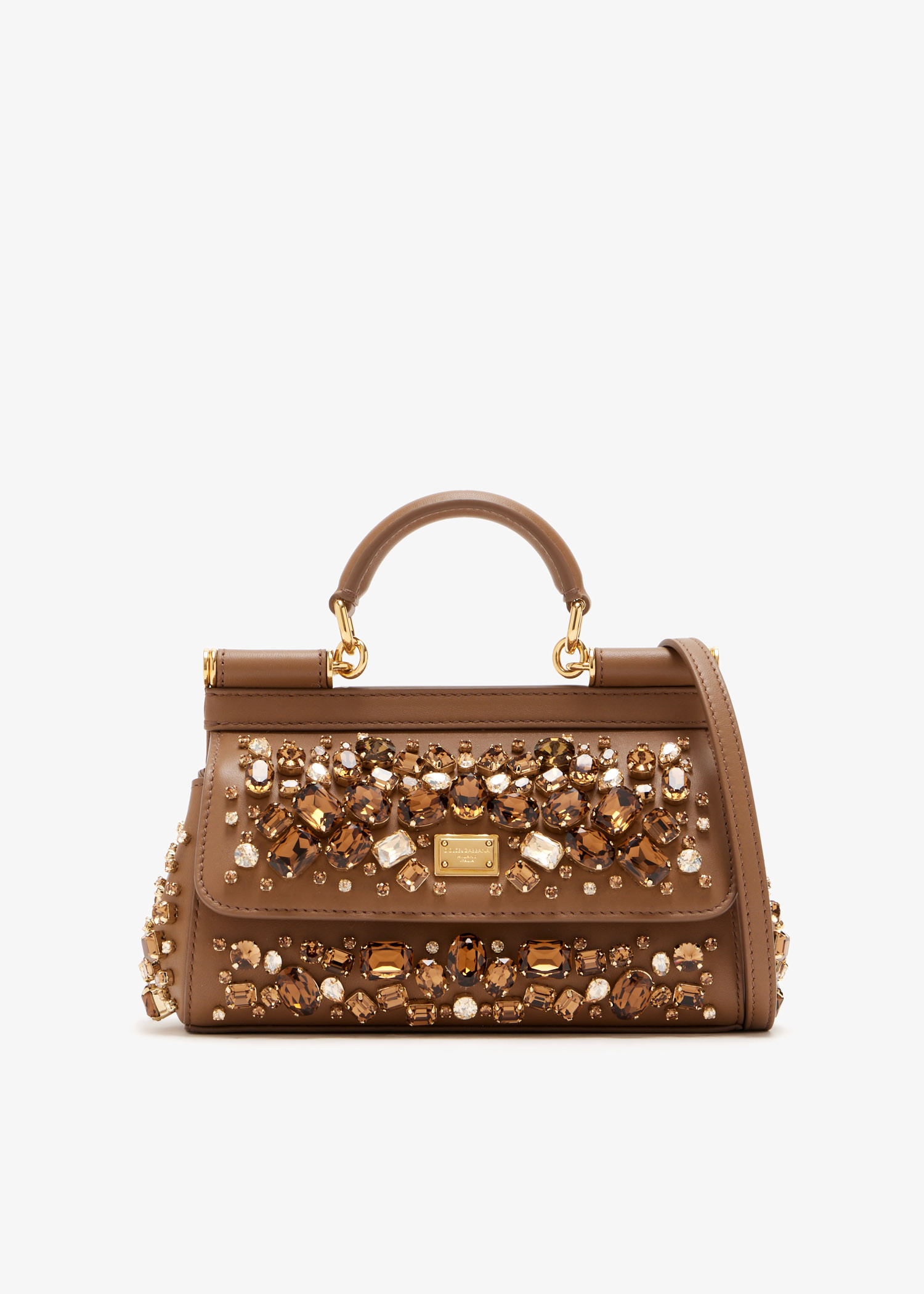 Bezel-embellished Sicily handbag, Brown
Bezel-embellished Sicily handbag, Brown