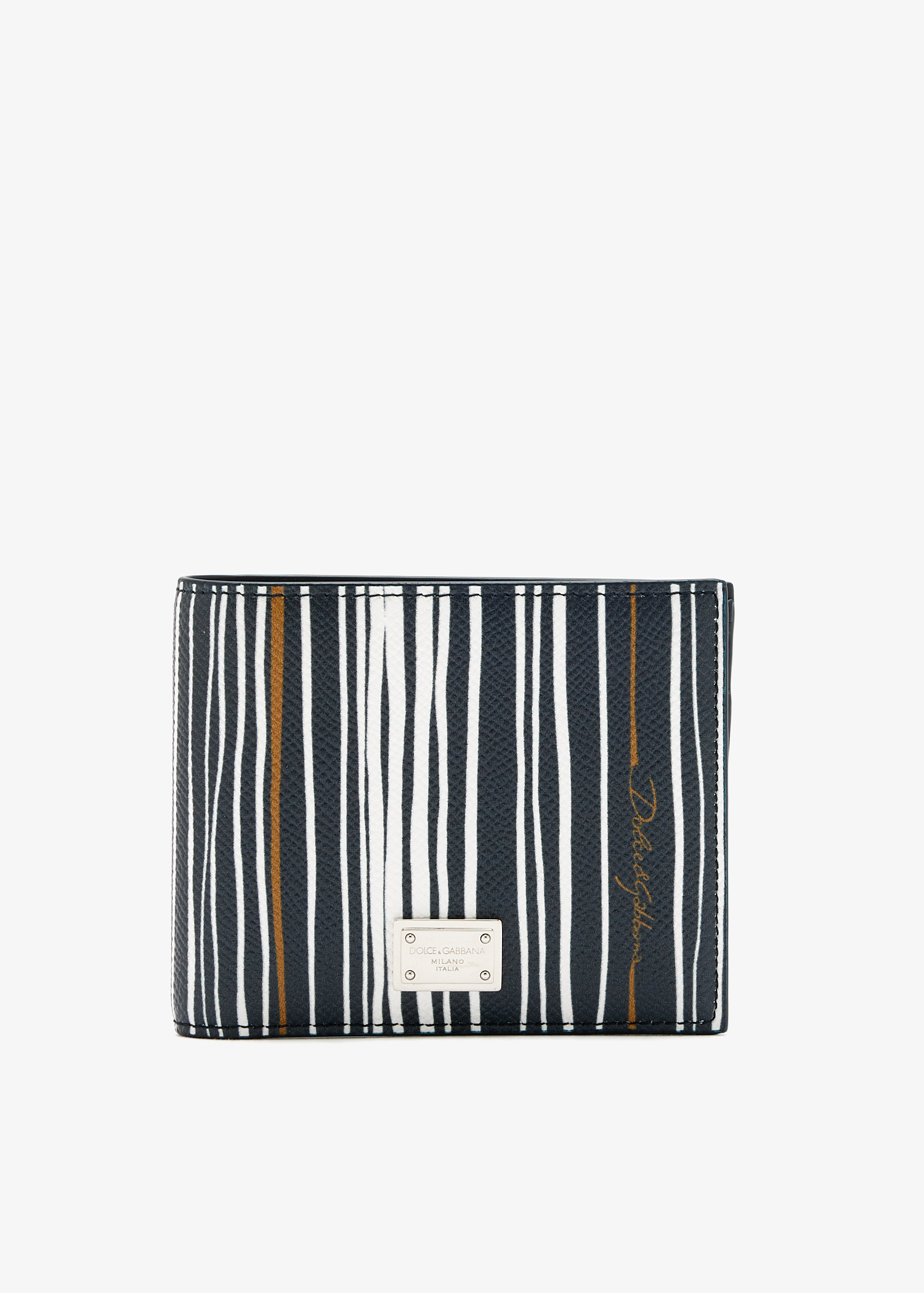 Stripe-print calfskin wallet, Black
Stripe-print calfskin wallet, Black