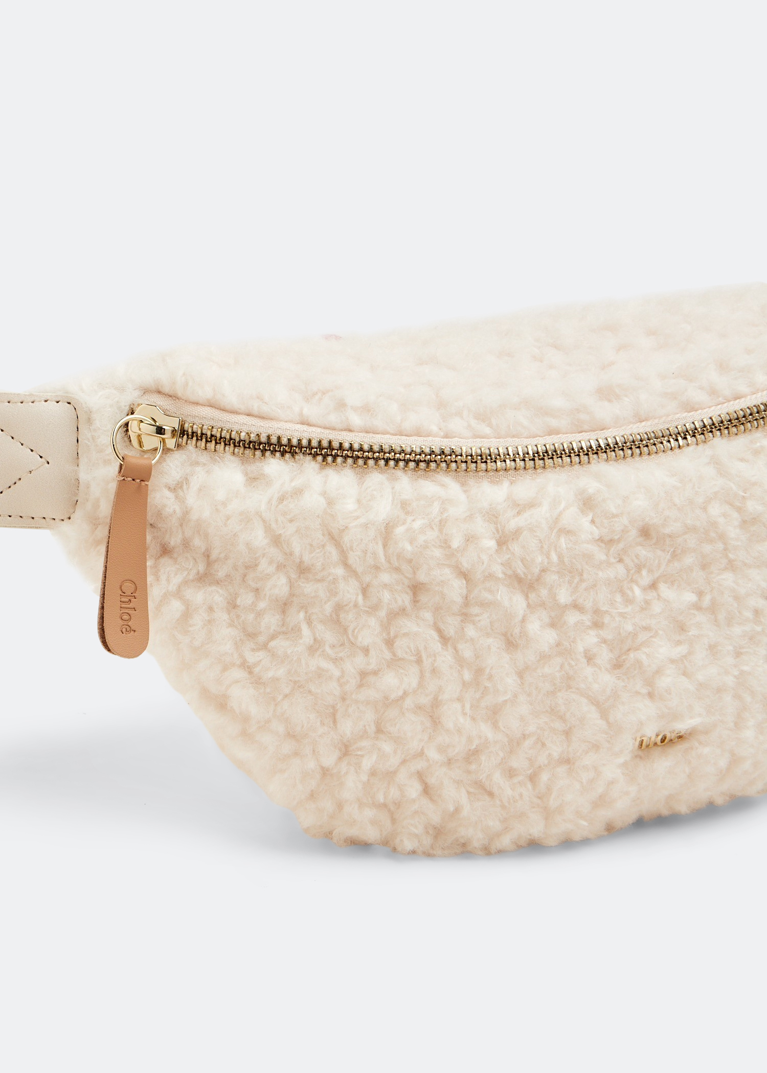Shearling-effect bumbag, White
