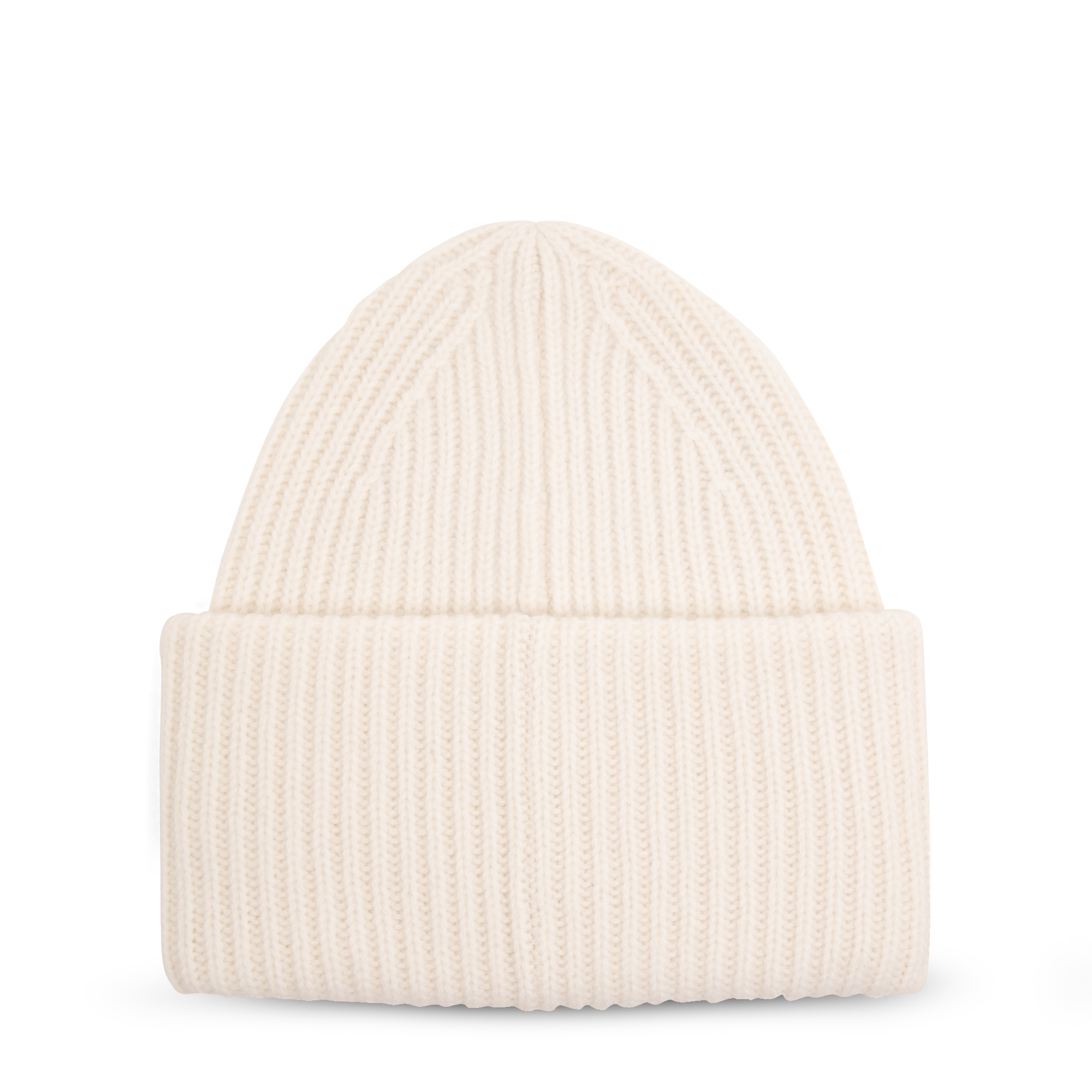Rib-knit beanie hat, White