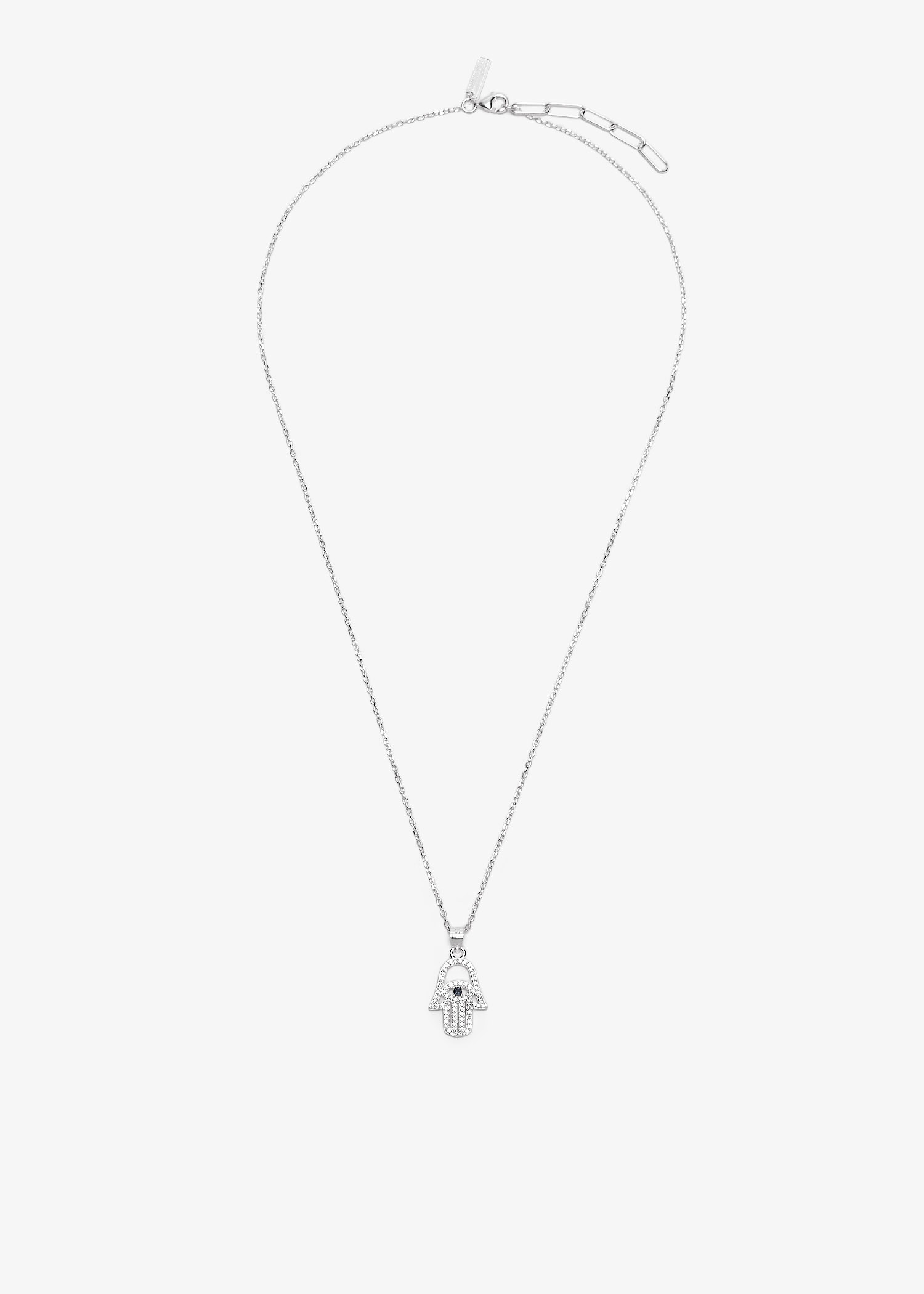 Studded Hamsa pendant necklace, Silver
Studded Hamsa pendant necklace, Silver