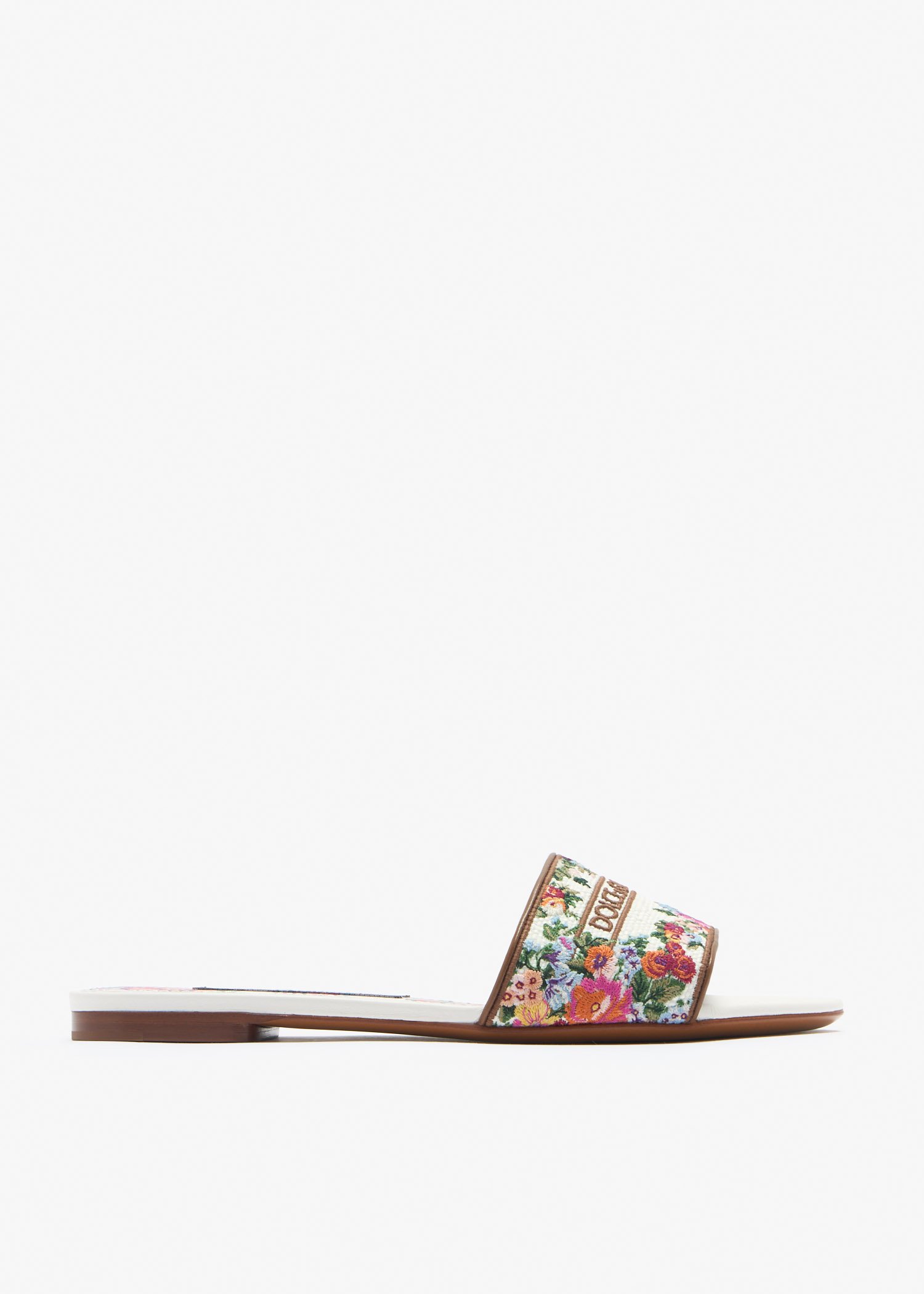 Floral-embroidered slide sandals, Multicolored
Floral-embroidered slide sandals, Multicolored