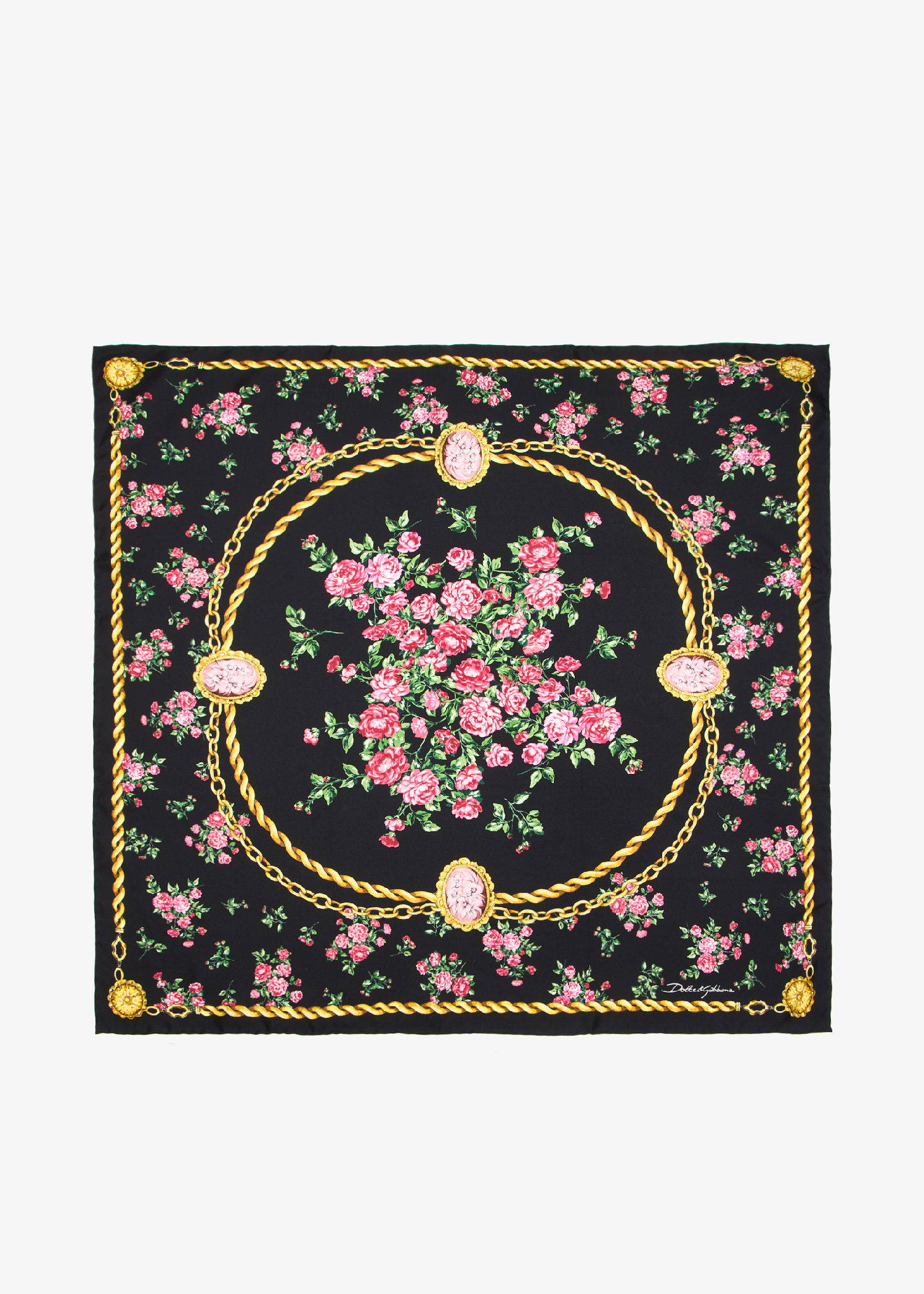 Rose-print silk twill scarf, Printed
Rose-print silk twill scarf, Printed