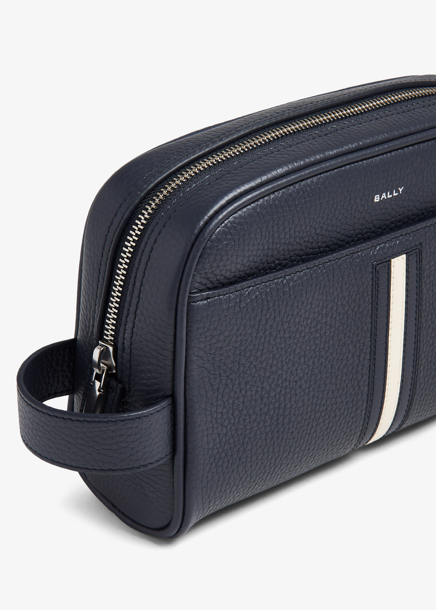 Leather wash bag, Blue