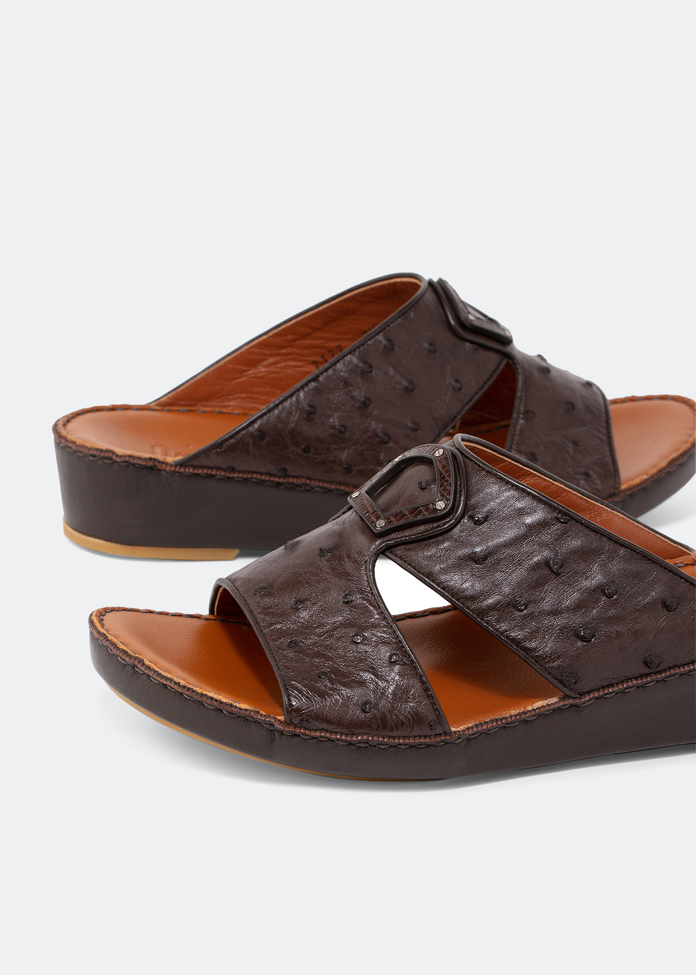 Ostrich leather sandals, Brown