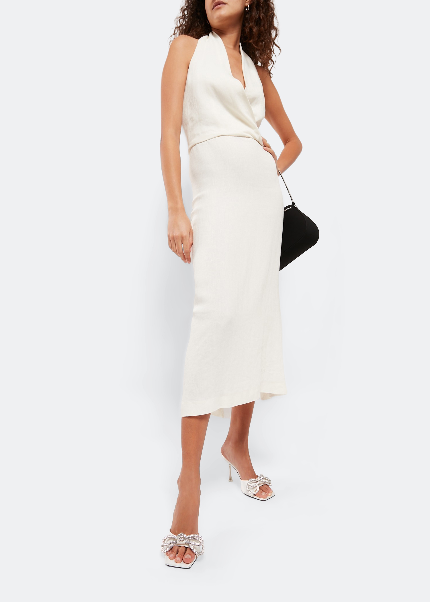 Double Bow mules, White