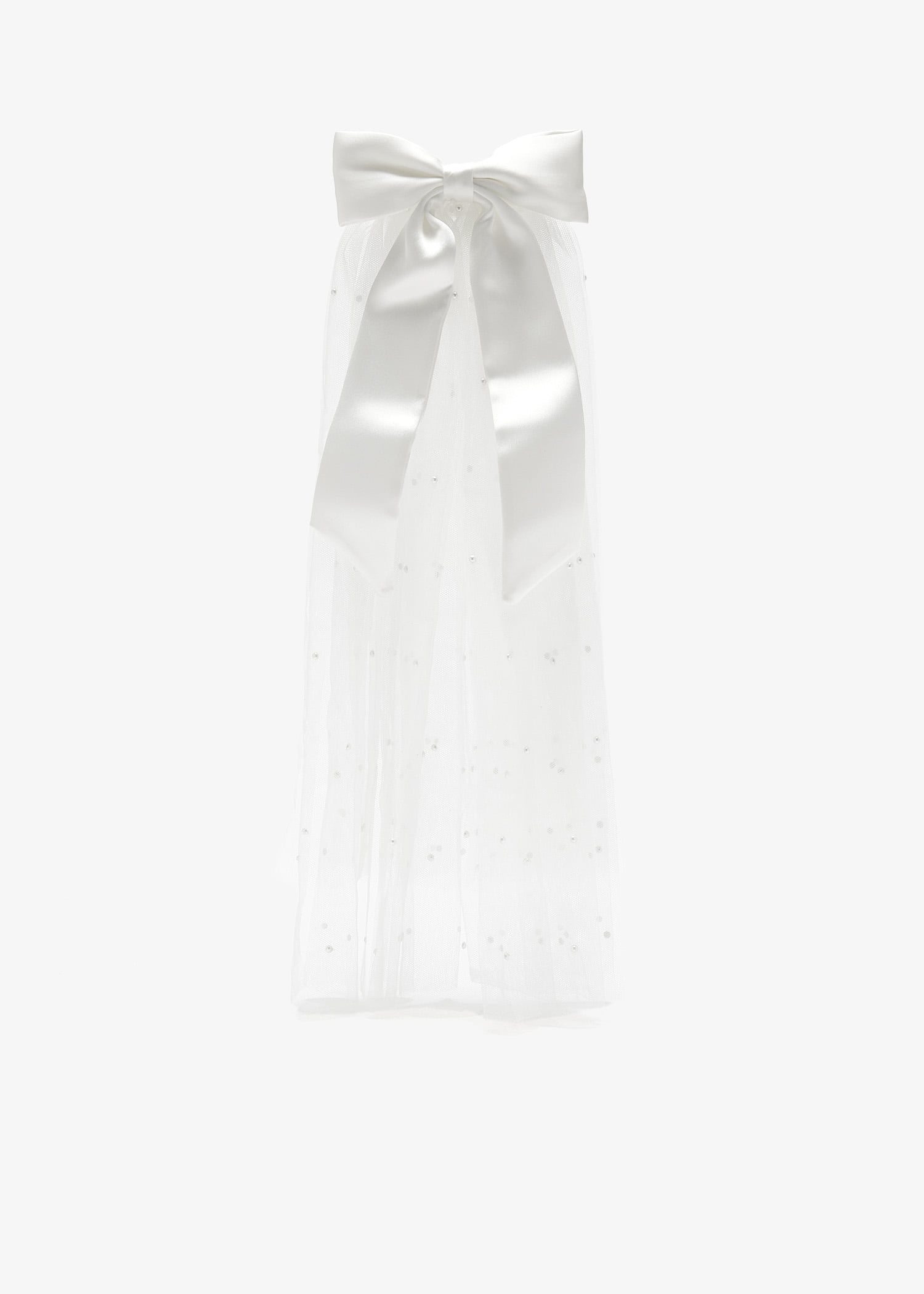 Satin bow embellished veil, White
Satin bow embellished veil, White