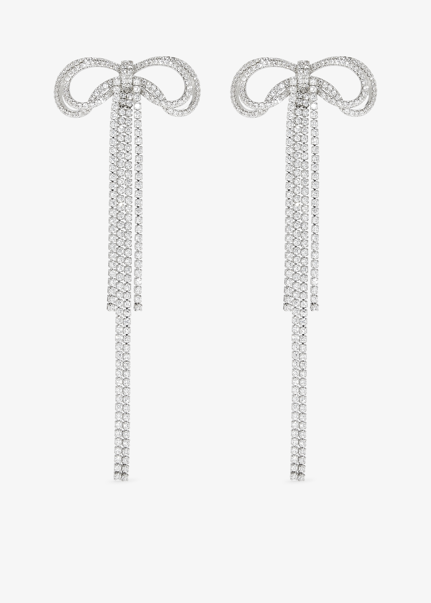 Double crystal bow earrings, Silver
Double crystal bow earrings, Silver