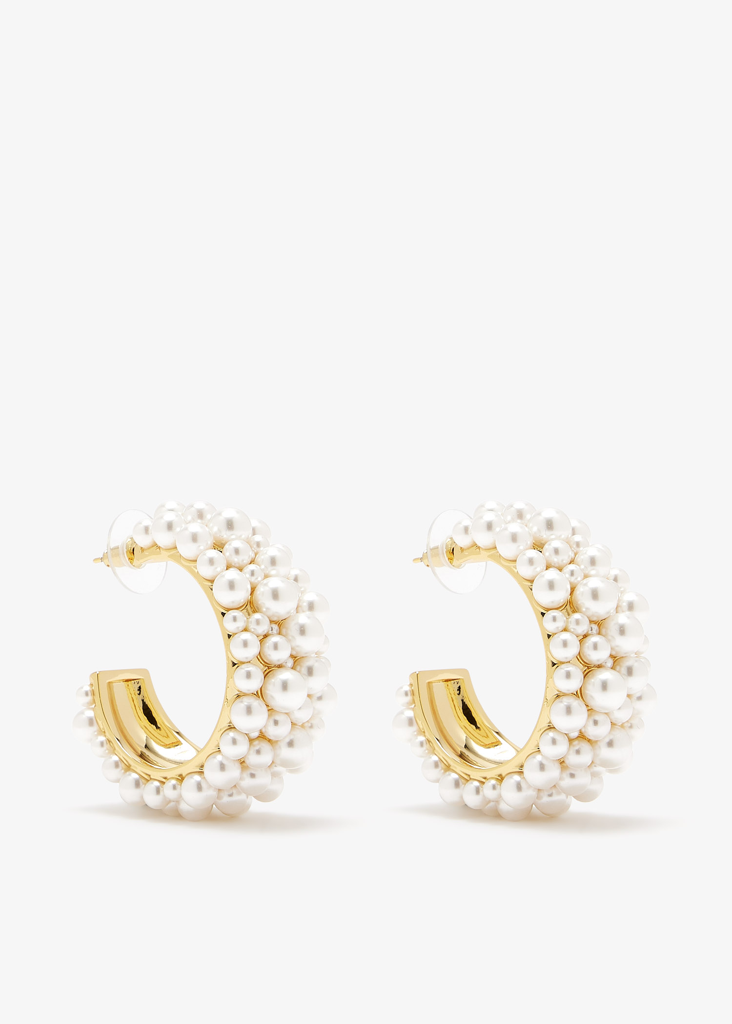 Pearl cluster hoop earrings, Gold
Pearl cluster hoop earrings, Gold