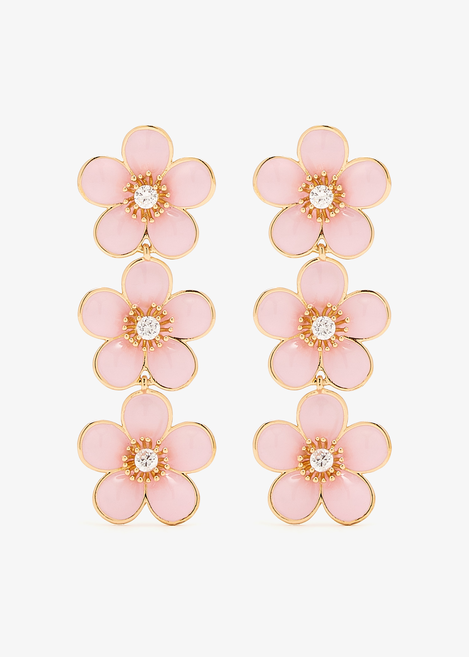 Enamel flower tiered earrings, Pink
Enamel flower tiered earrings, Pink