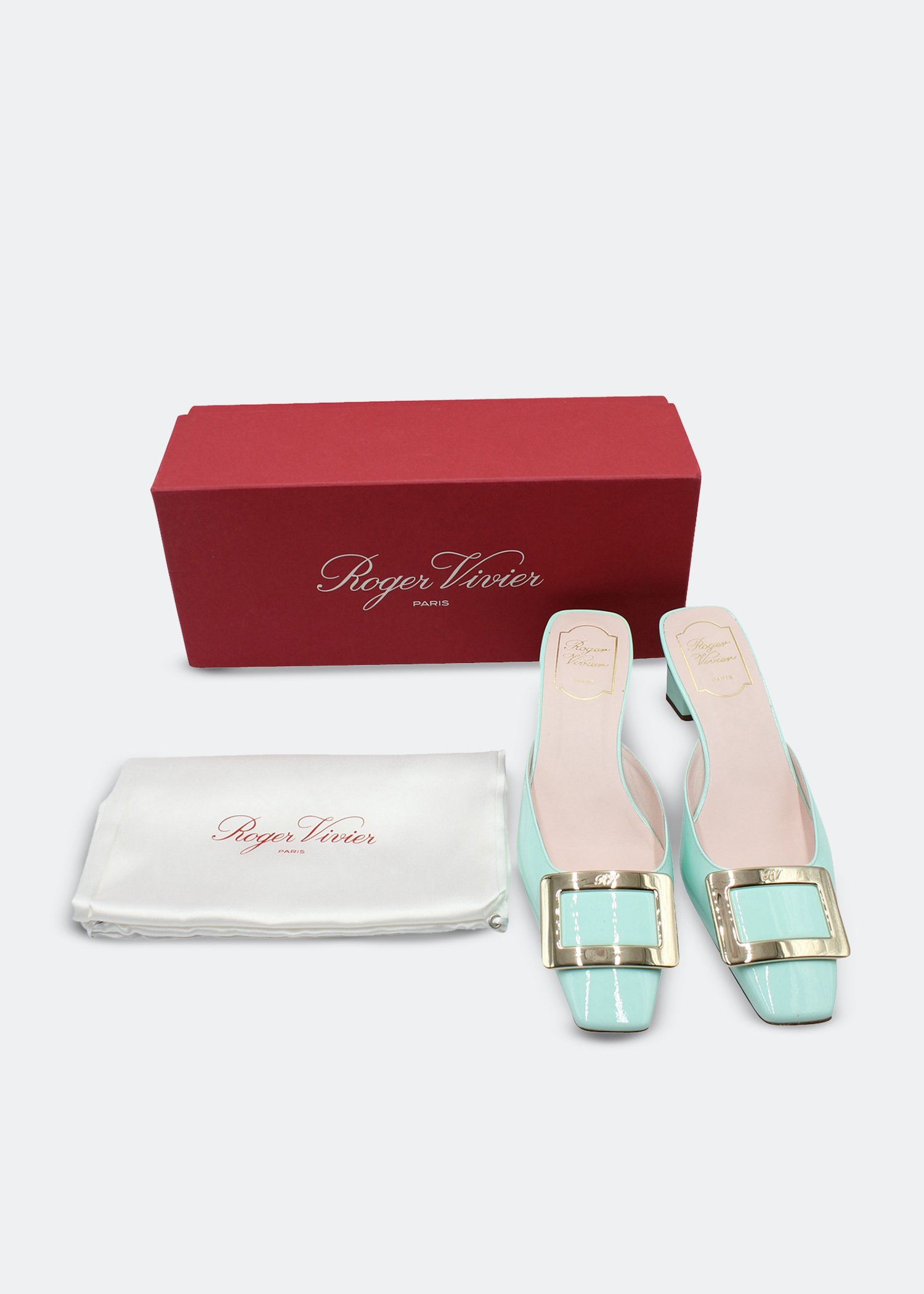 Belle buckle mules, Green