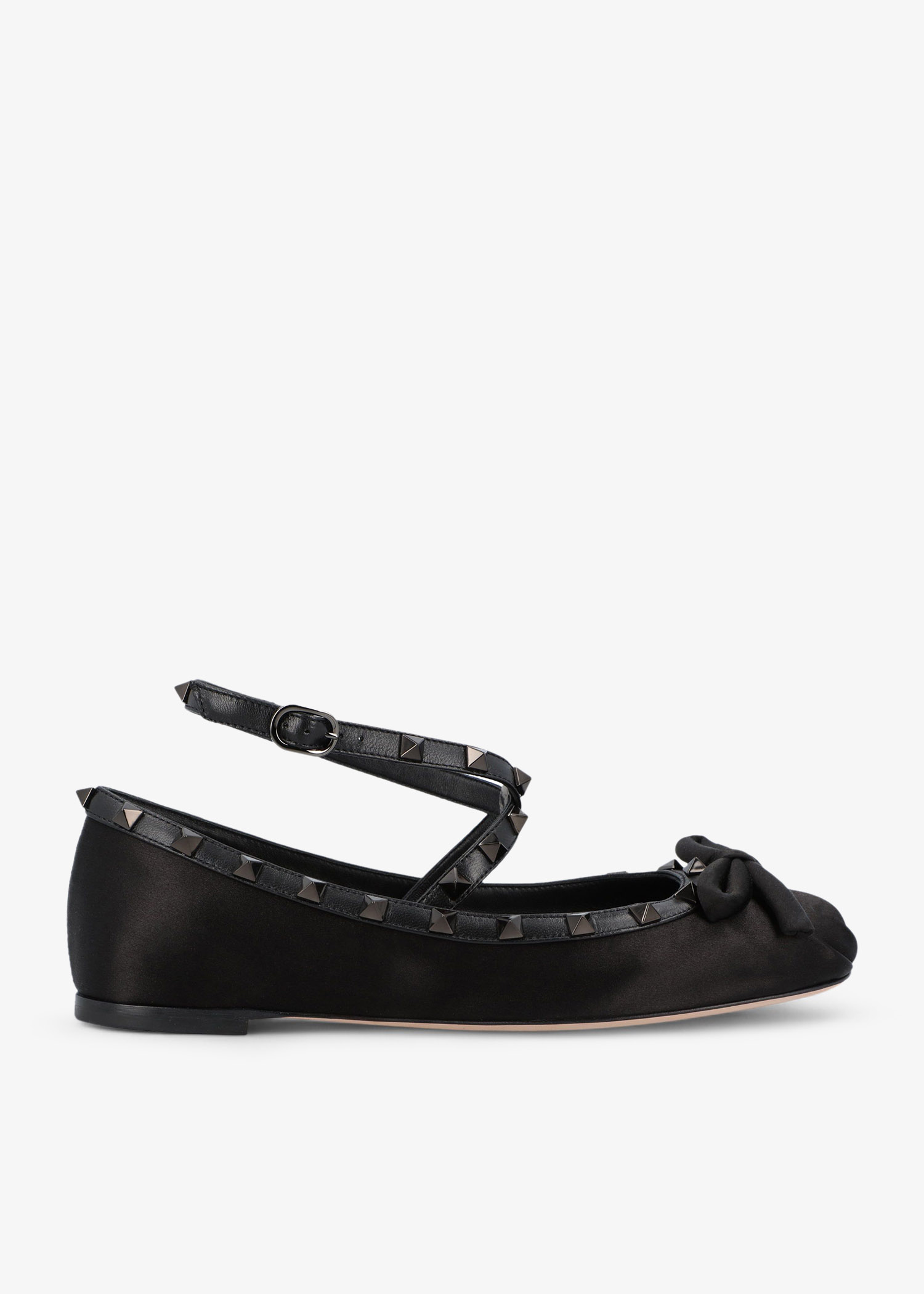 Rockstud satin ballerinas, Black
Rockstud satin ballerinas, Black