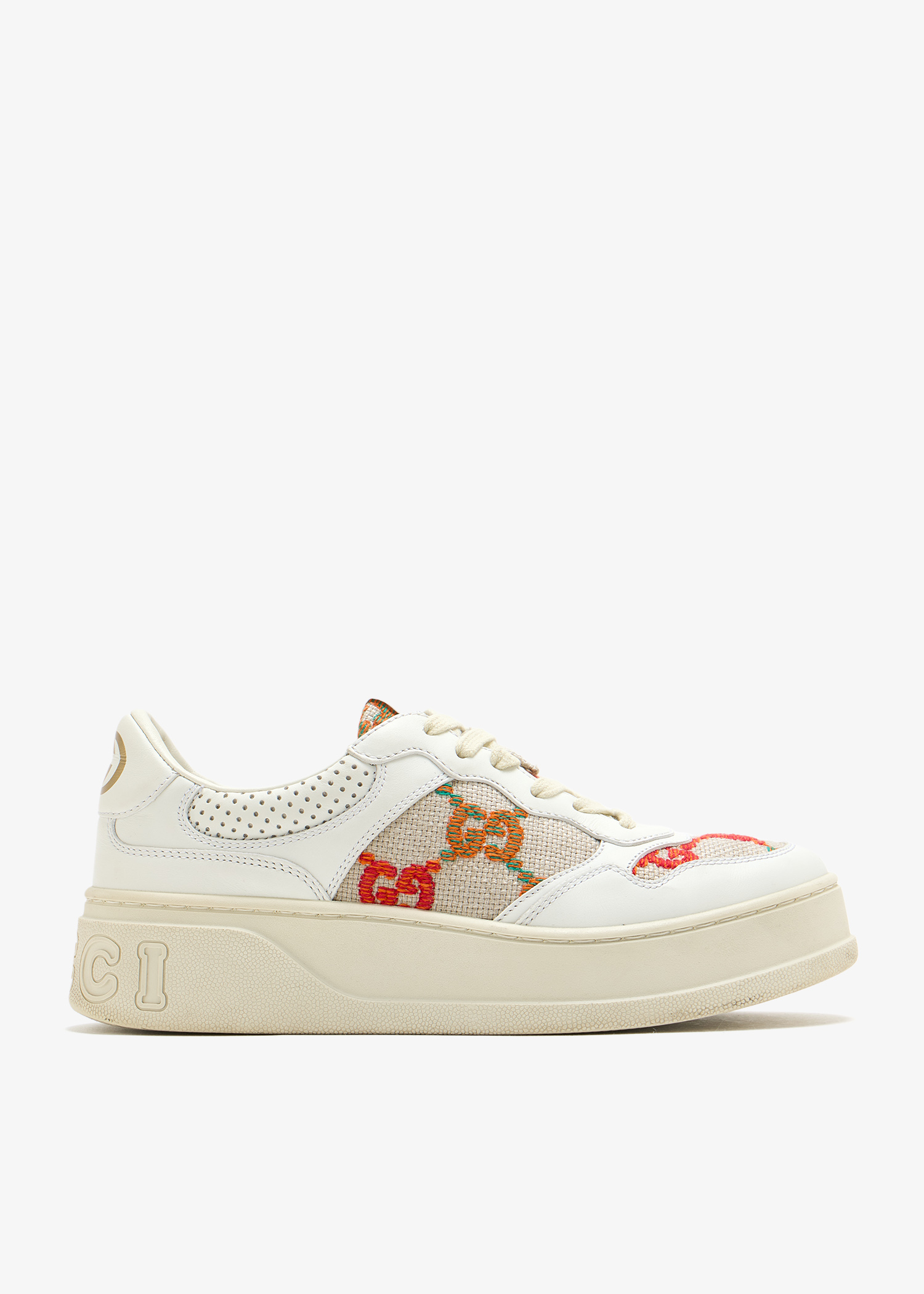 GG logo-detailed embroidered sneakers, Cream
GG logo-detailed embroidered sneakers, Cream