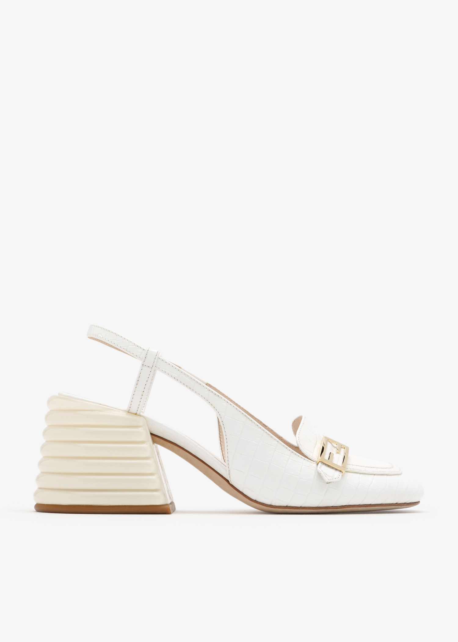 Promenade croc-embossed slingback pumps, White
Promenade croc-embossed slingback pumps, White