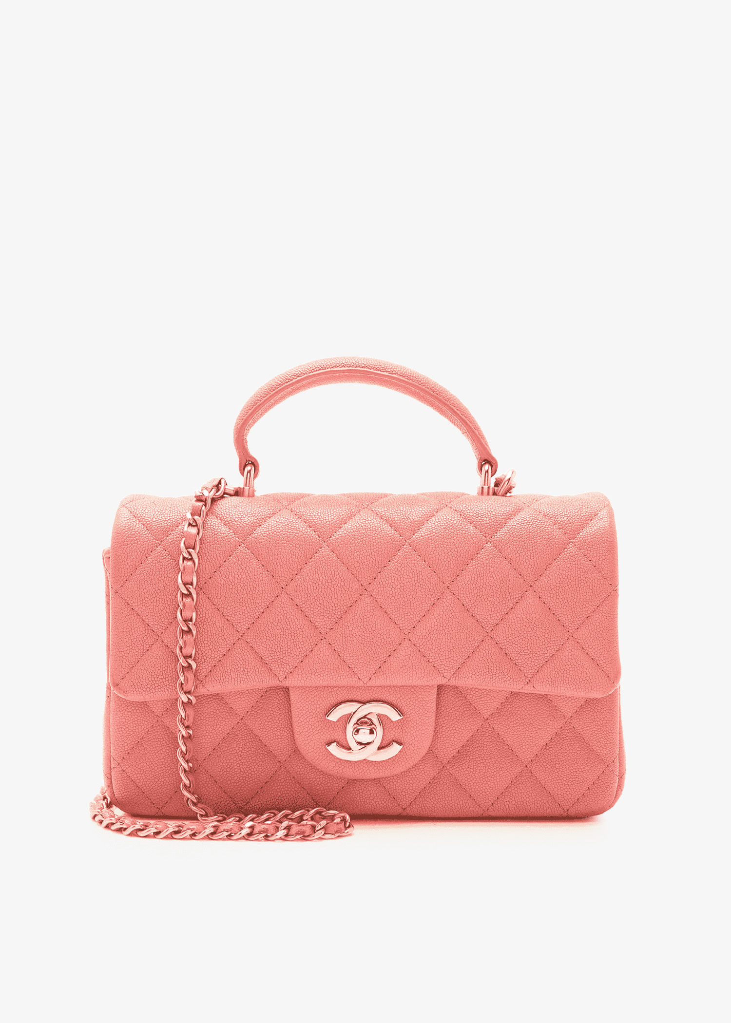 CC caviar leather mini flap bag, Pink
CC caviar leather mini flap bag, Pink