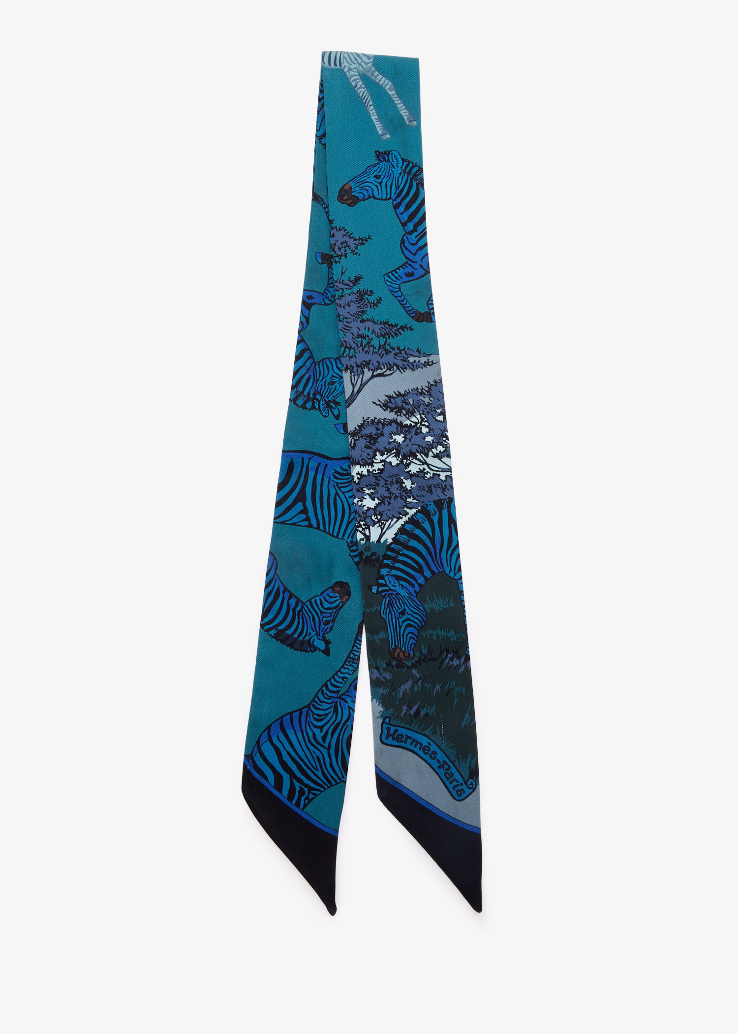 Les Zebres silk twilly scarf, Blue
Les Zebres silk twilly scarf, Blue