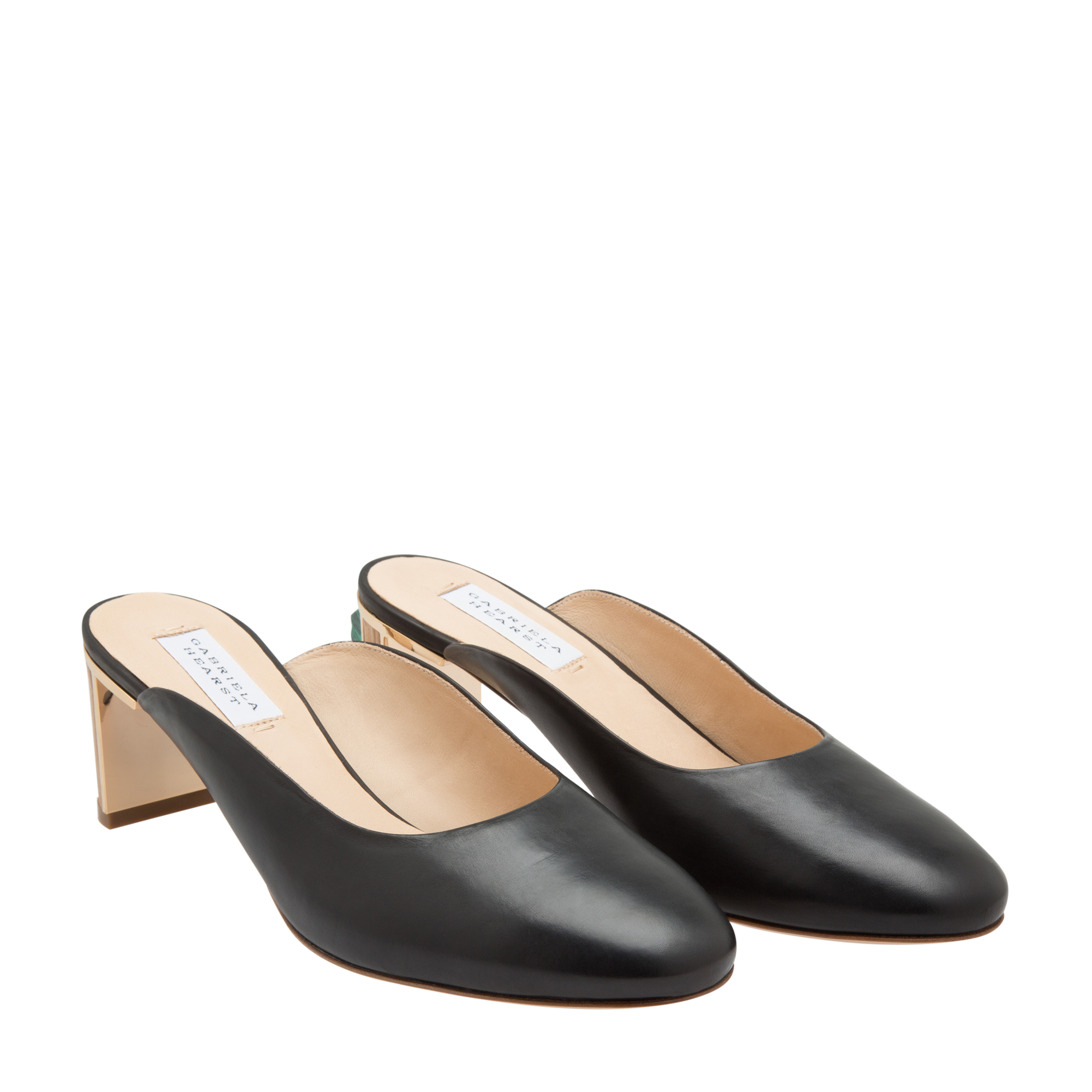 Lange leather mules, Black