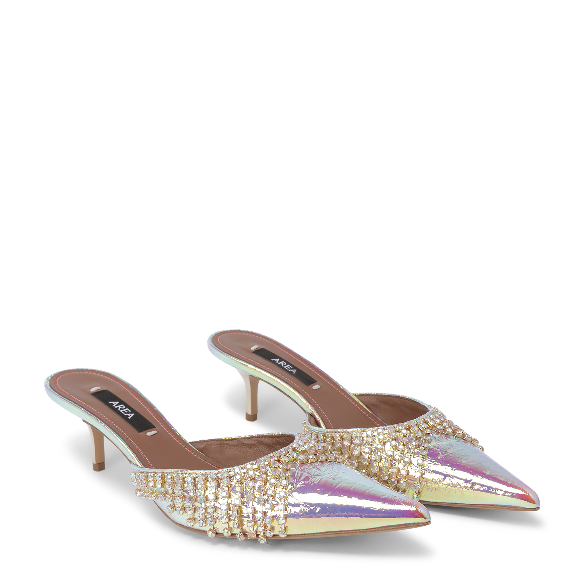 Chandelier mules, Metallic