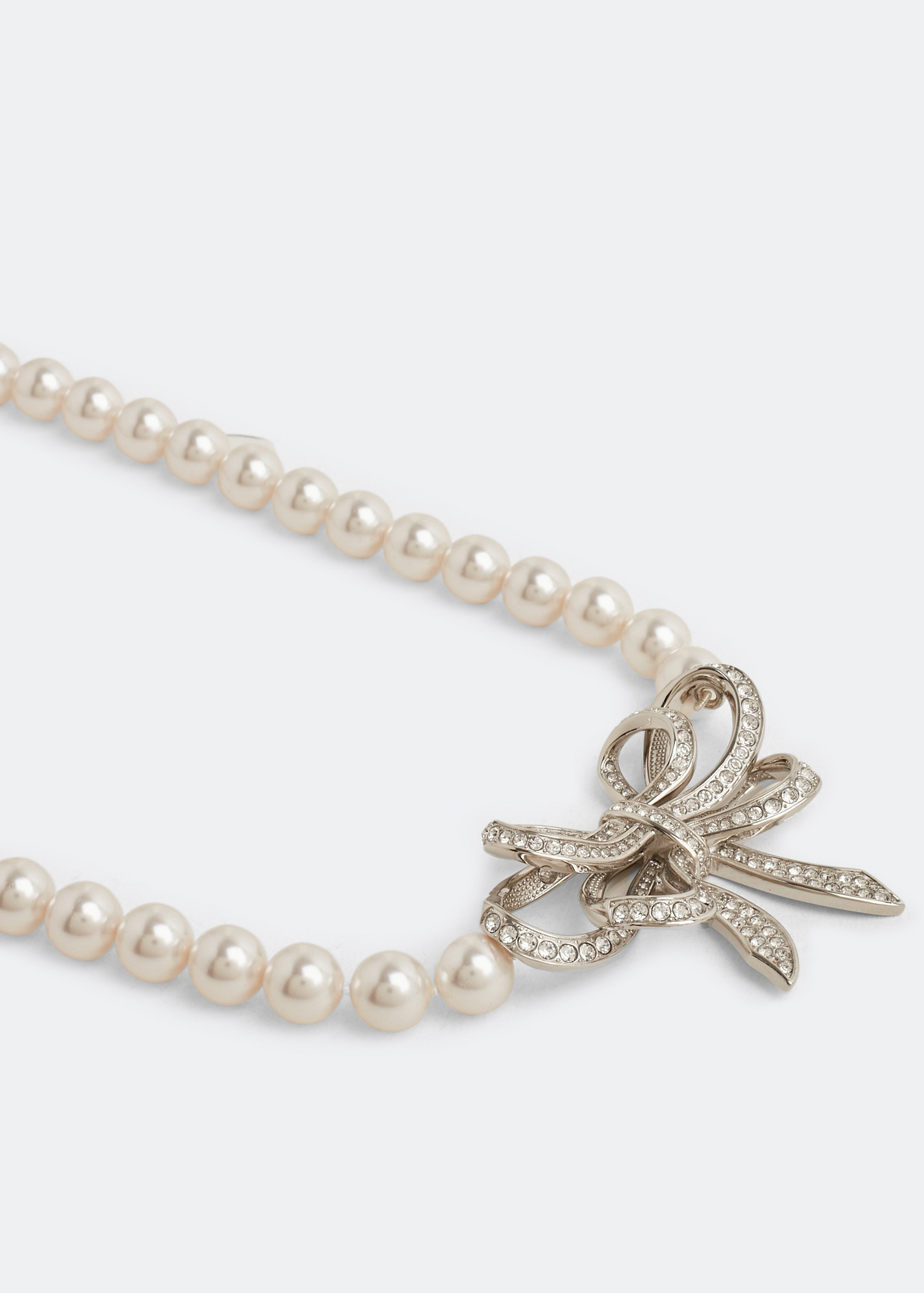 Triple bow pearl choker, Silver