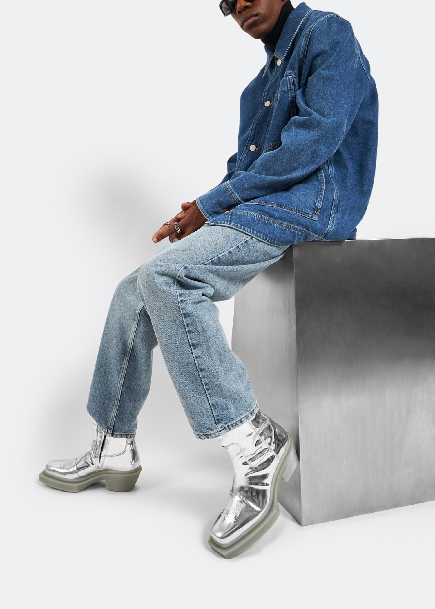 Ankle Cowboy boots, Silver
