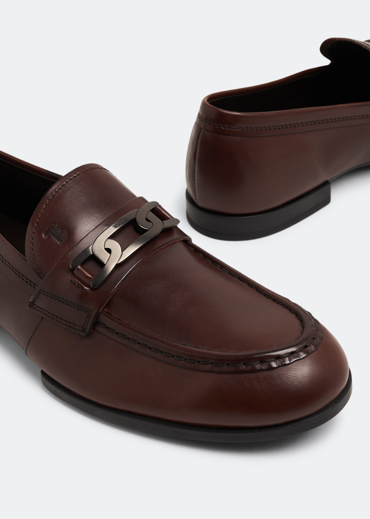 Chain leather loafers, Brown